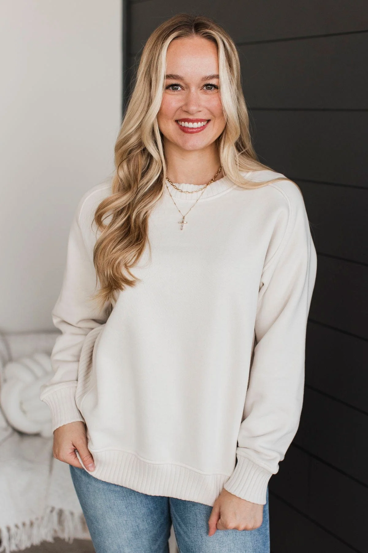 Peaceful Moments Pullover Top- Bone - Image 3