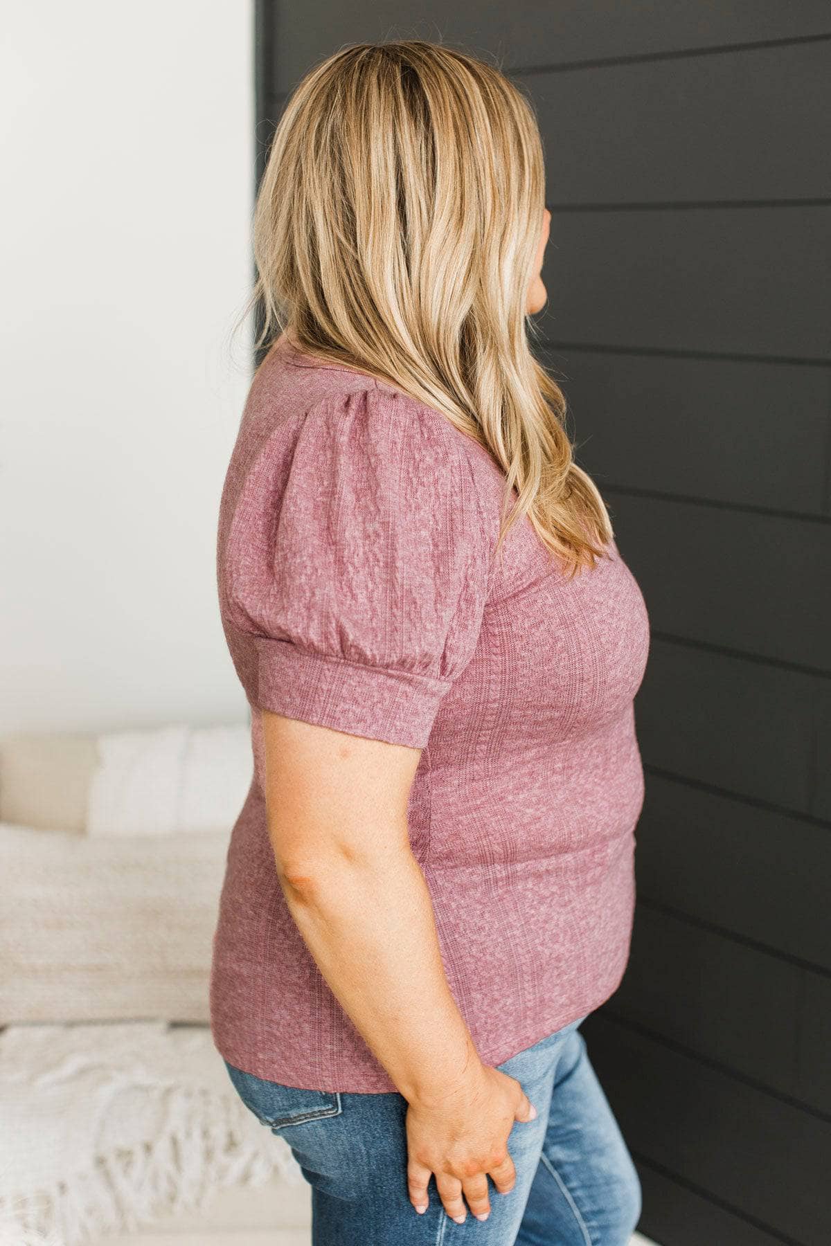 Peaceful Vibes Puff Sleeve Top- Mauve Pink - Image 6