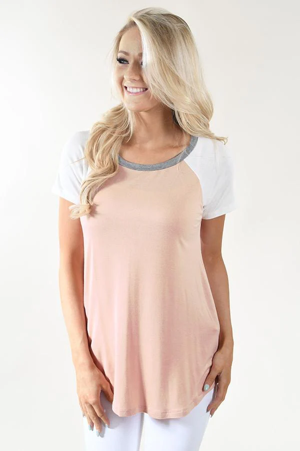 Peach and Grey Collar Top - Image 2