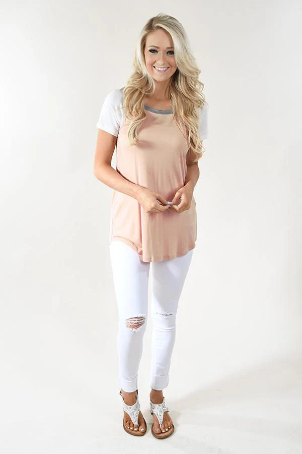 Peach and Grey Collar Top - Image 3