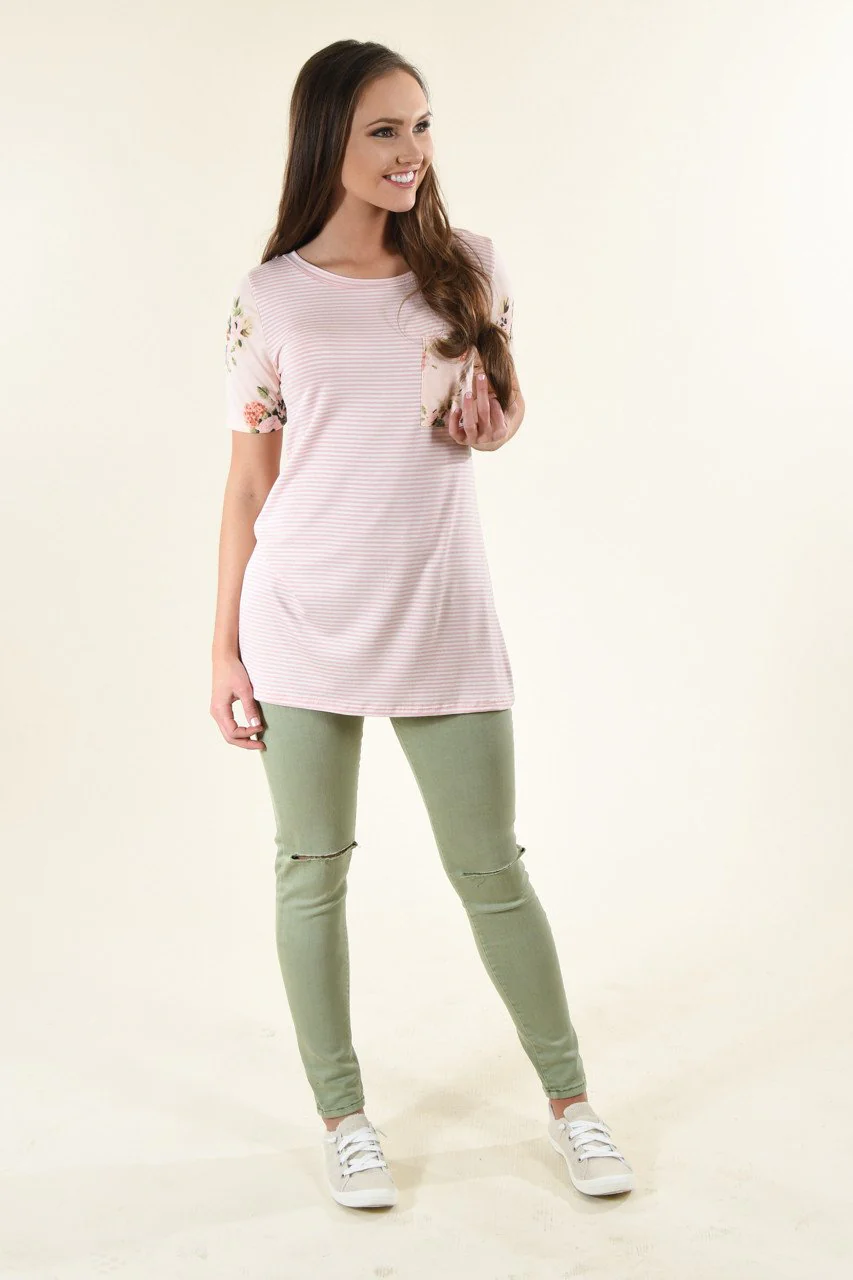 Peach & Pink Floral Pocket Top - Image 5
