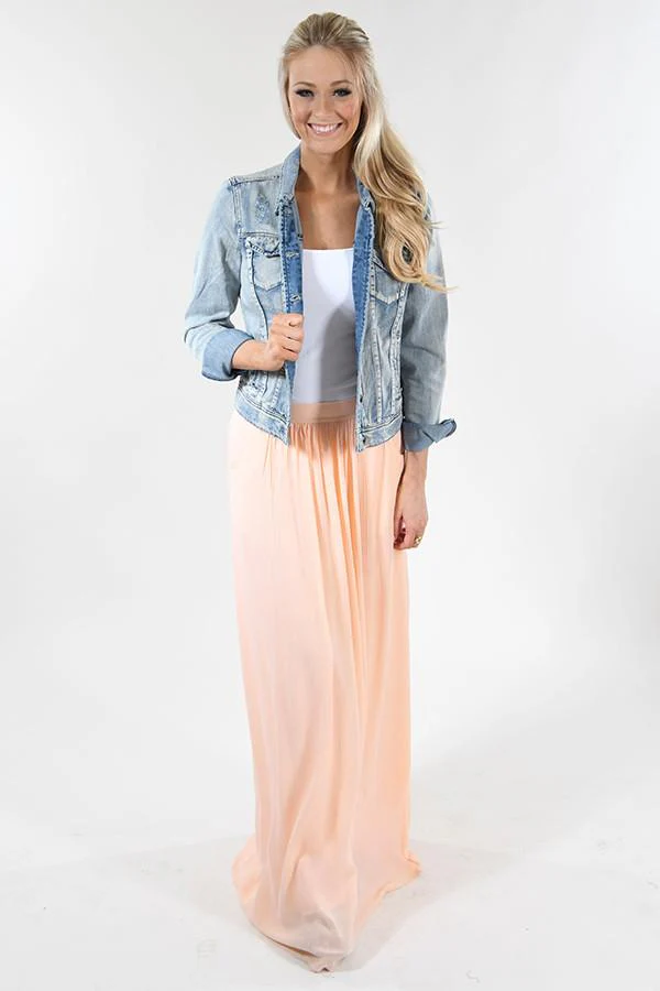 Peach Maxi Skirt - Image 2