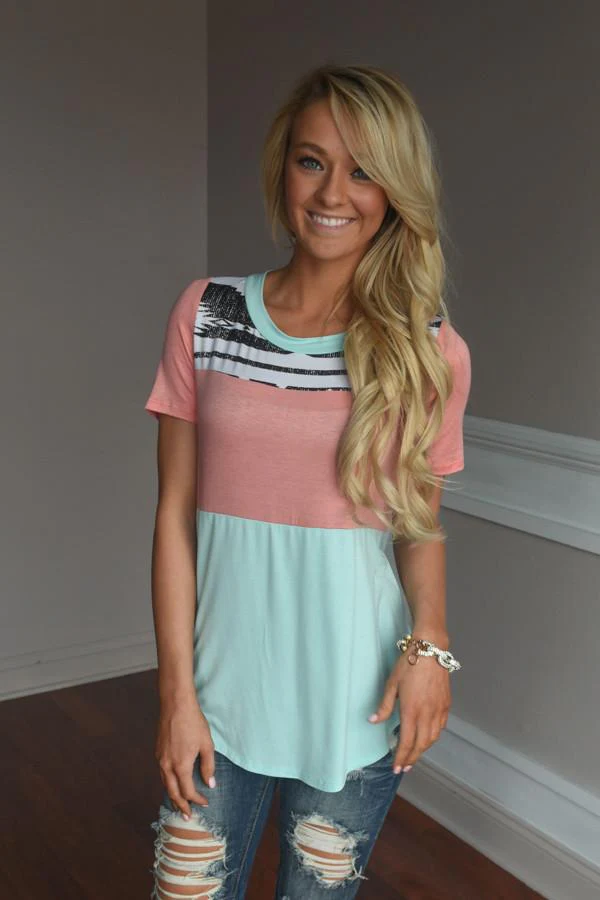 Peach & Mint Statement Top - Image 4