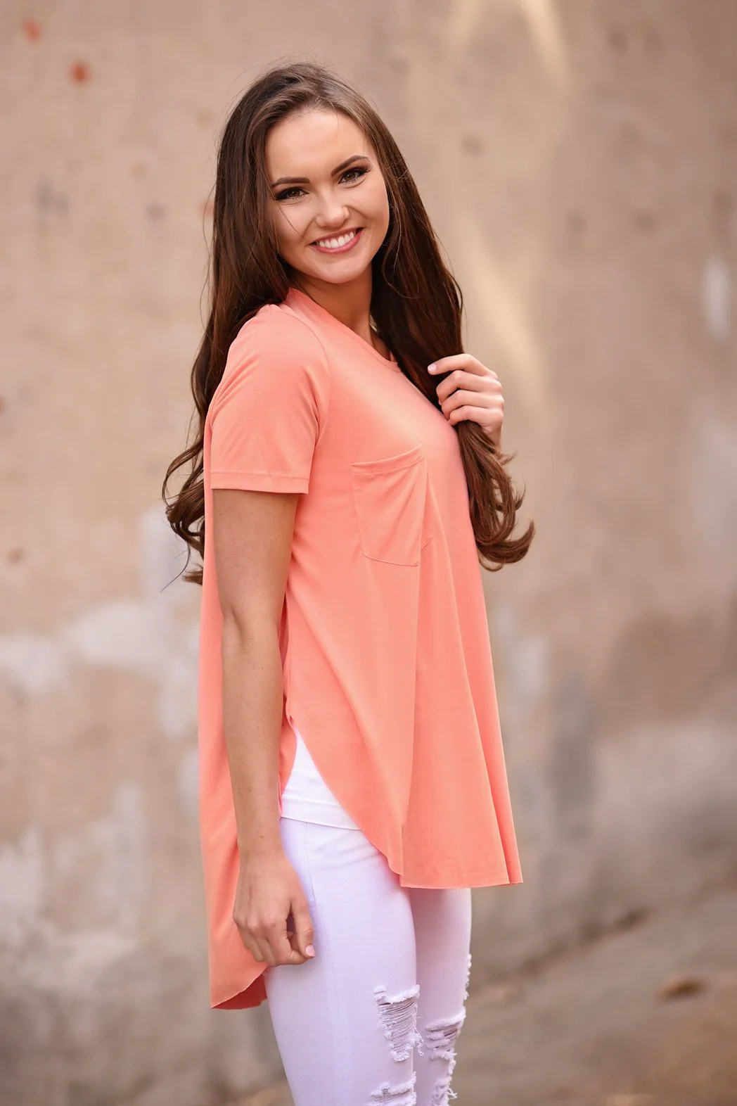 Peach Short Sleeve Top