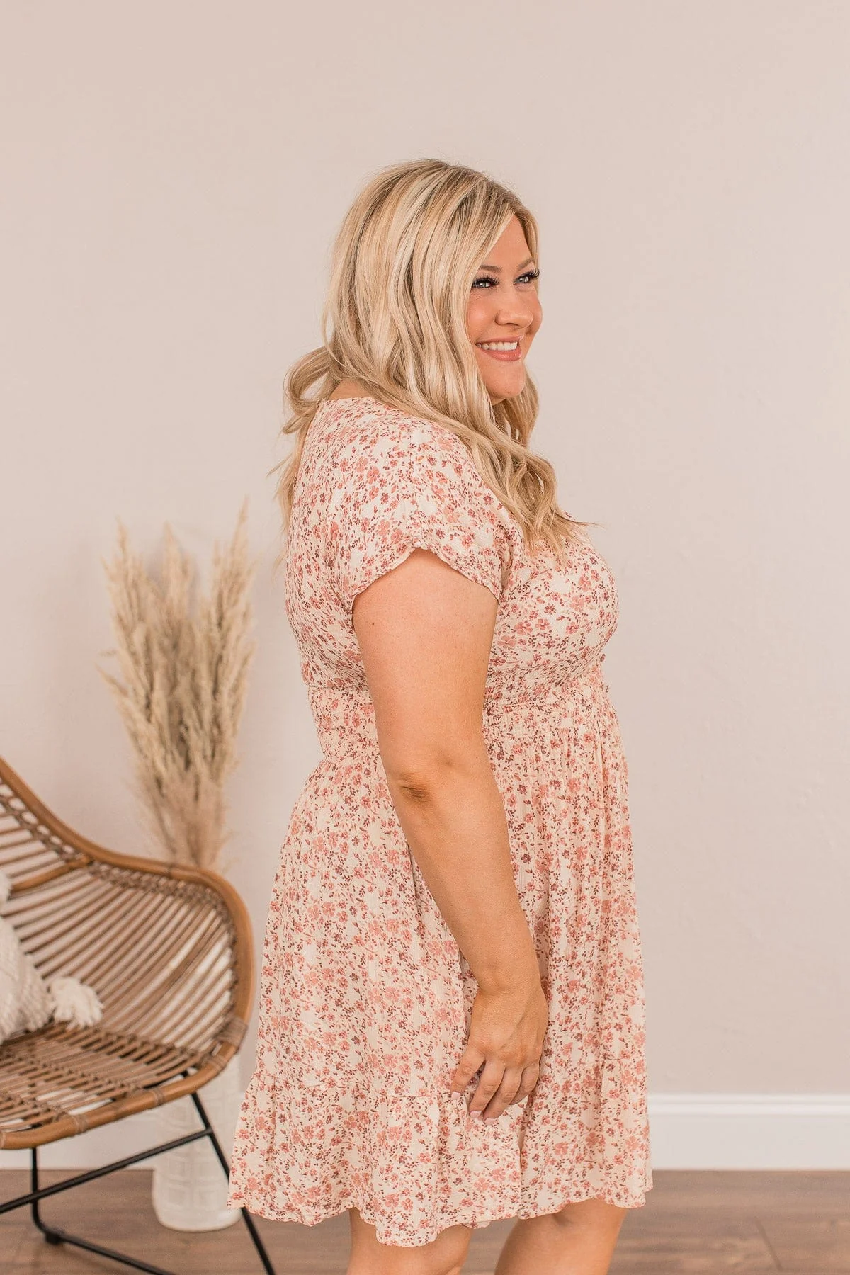 Peak My Curiosity Smocked Mini Dress- Cream - Image 7
