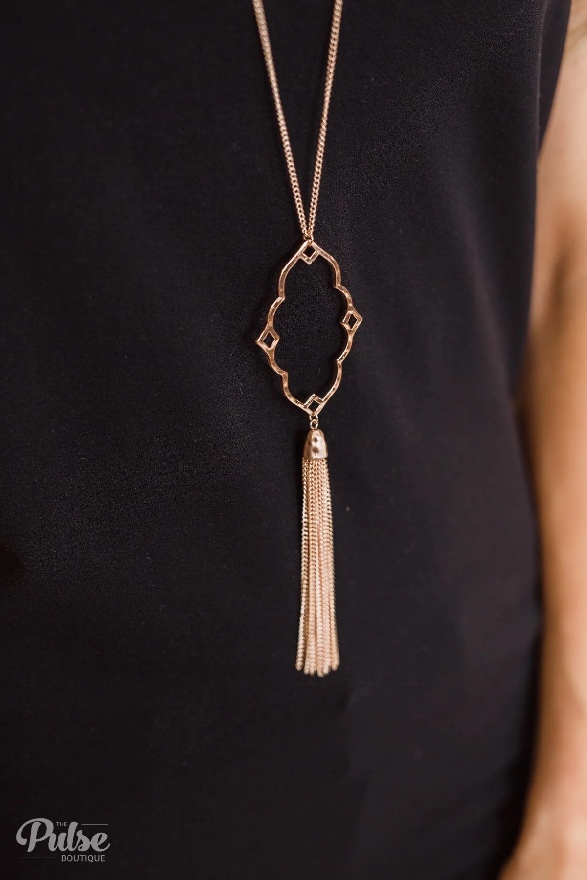 Pendant Chain Tassel Necklace- Rose Gold - Image 3