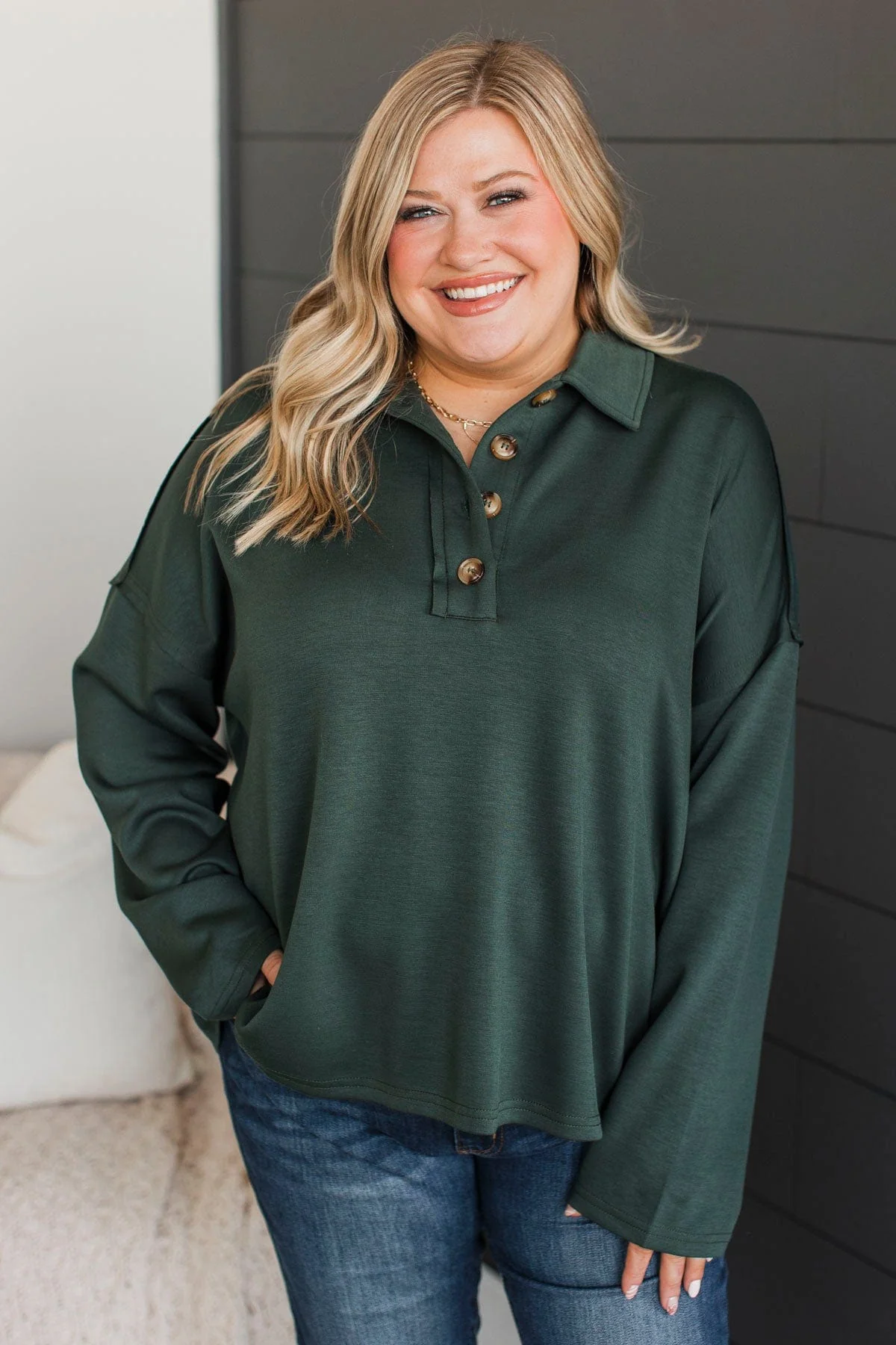 Pep In Your Step Pullover Top- Hunter Green - Image 2