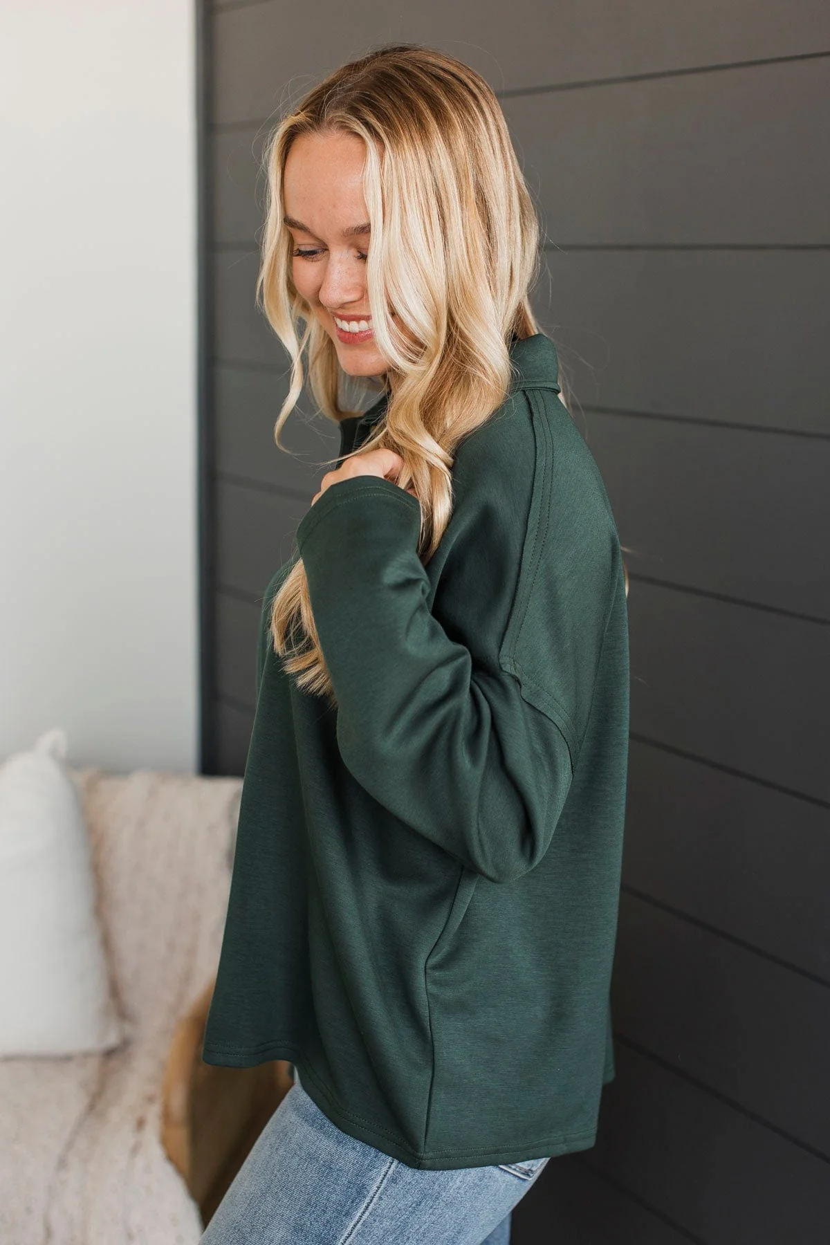Pep In Your Step Pullover Top- Hunter Green - Image 4