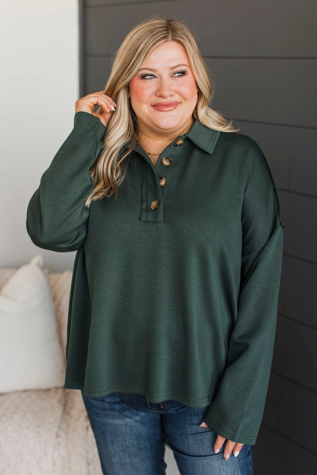Pep In Your Step Pullover Top- Hunter Green - Image 6