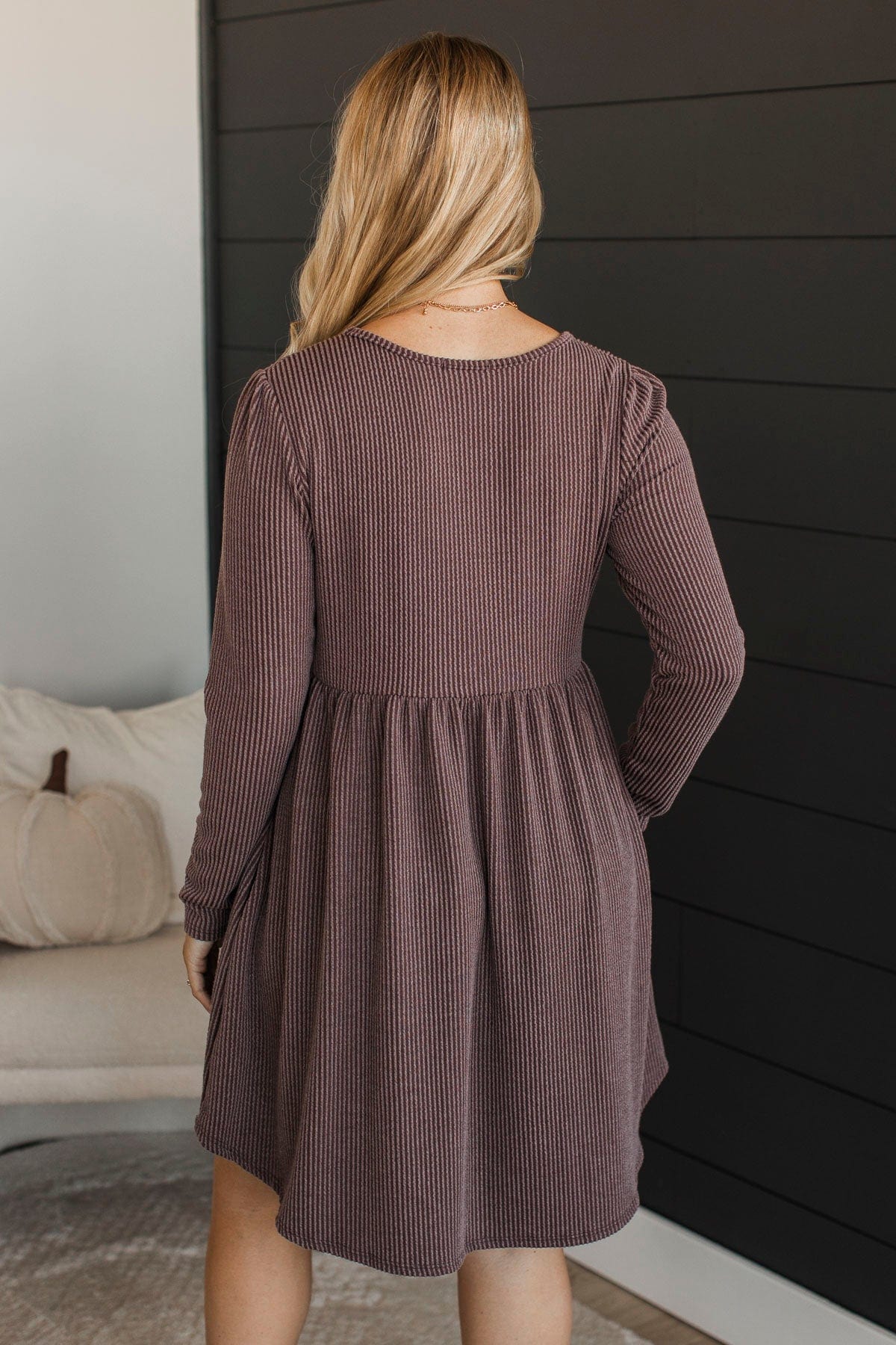 Perfect Addition Ribbed Dress- Cocoa - Image 8