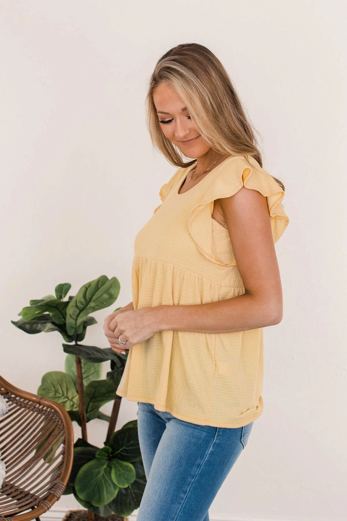 Perfect & Poised Babydoll Knit Top- Yellow - Image 7