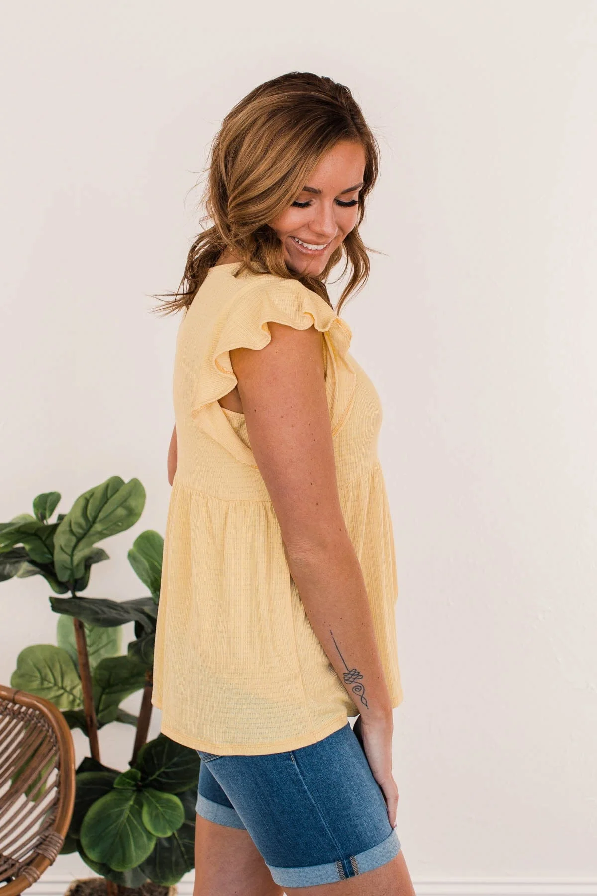 Perfect & Poised Babydoll Knit Top- Yellow - Image 9