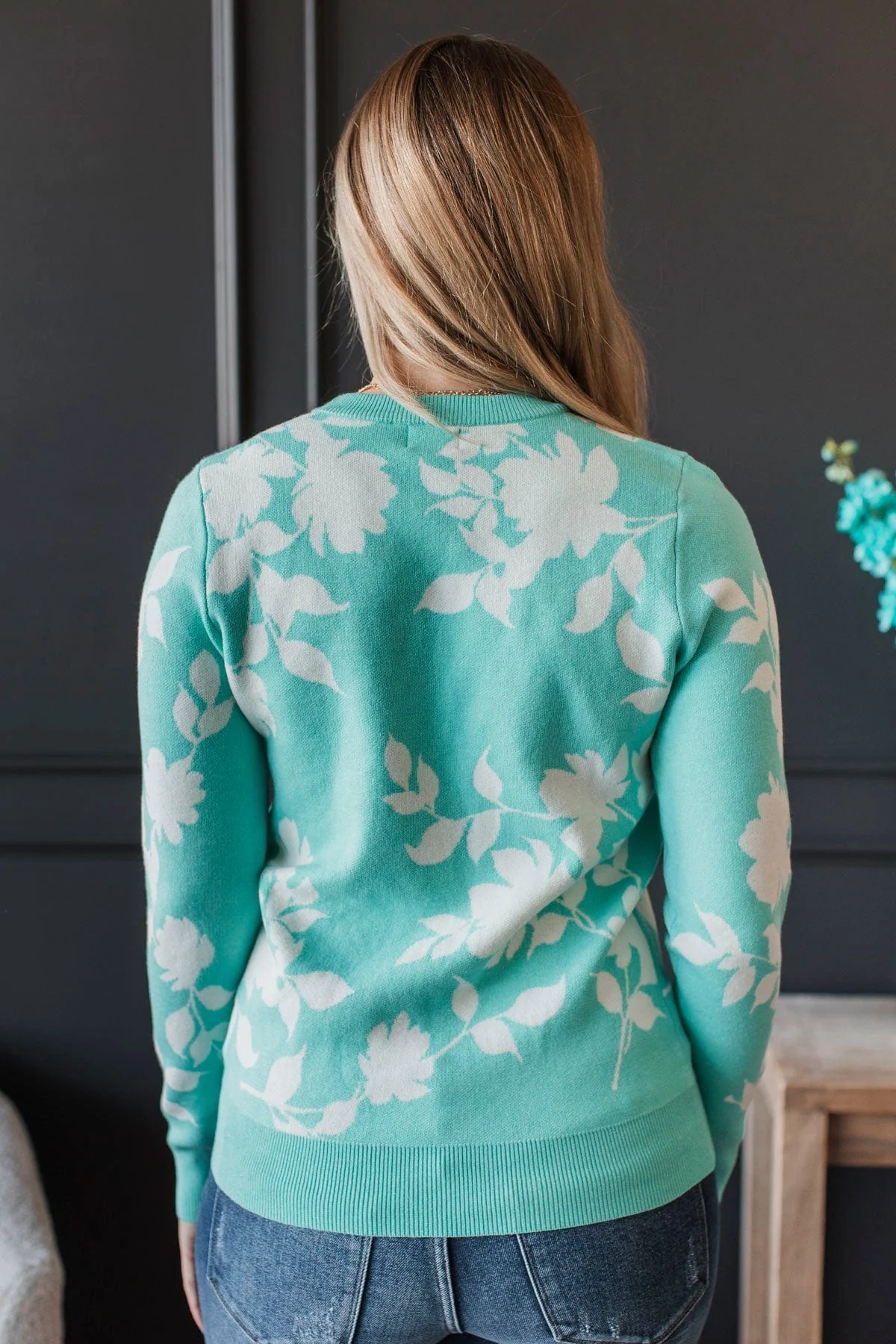 Perfect Charisma Floral Sweater- Mint - Image 8