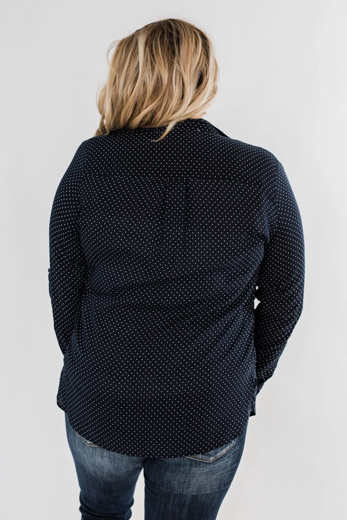 Perfect For Me Polka Dot Blouse- Navy - Image 9