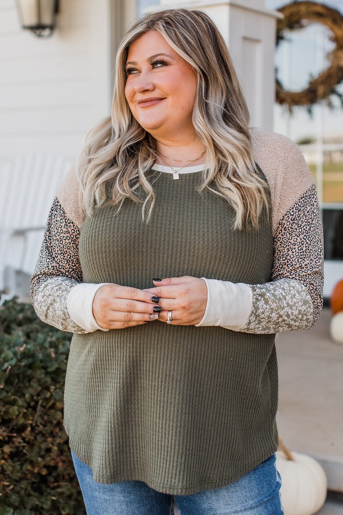 Perfect Harmony Color Block Top- Olive - Image 4