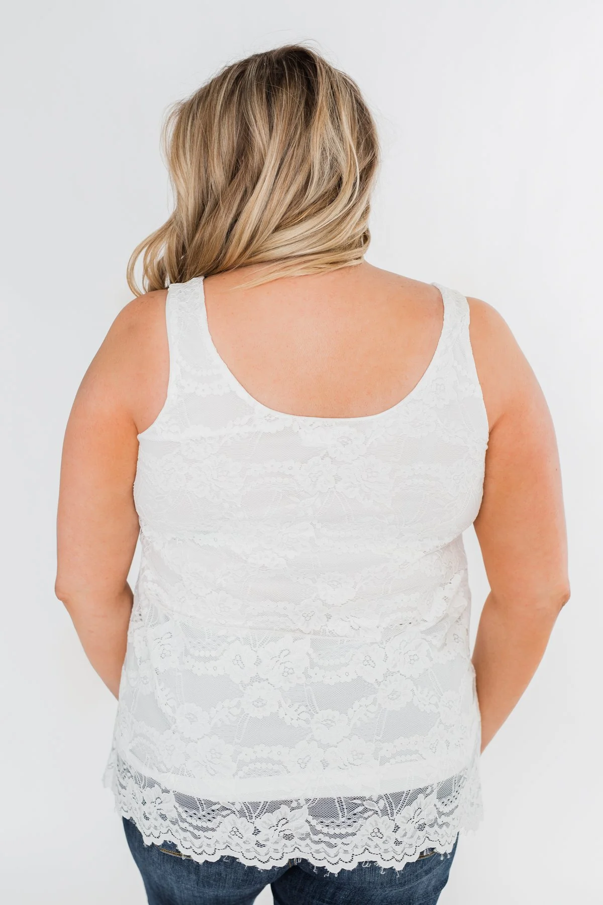 Perfect Moments Lace Tank Top- White - Image 12