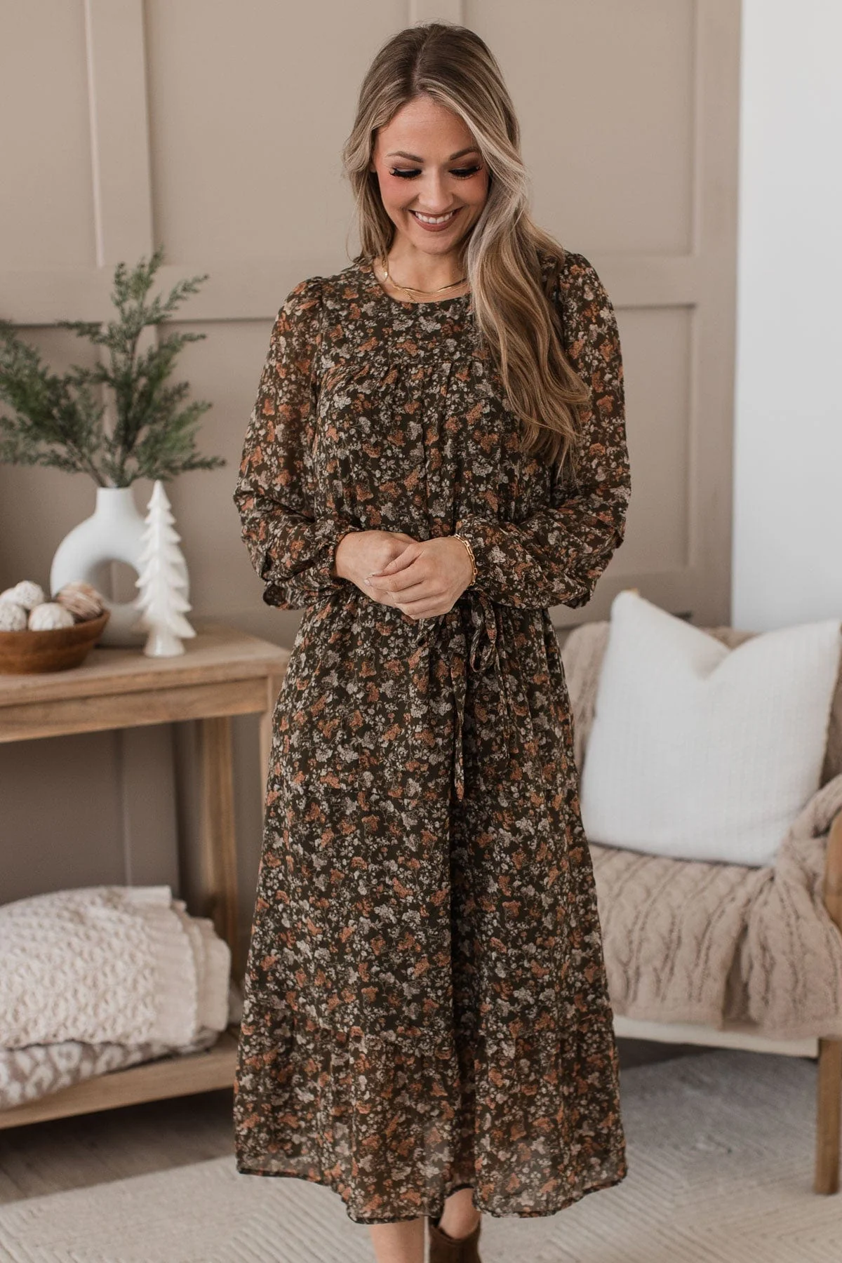 Perfect Prairies Floral Maxi Dress- Olive - Image 5