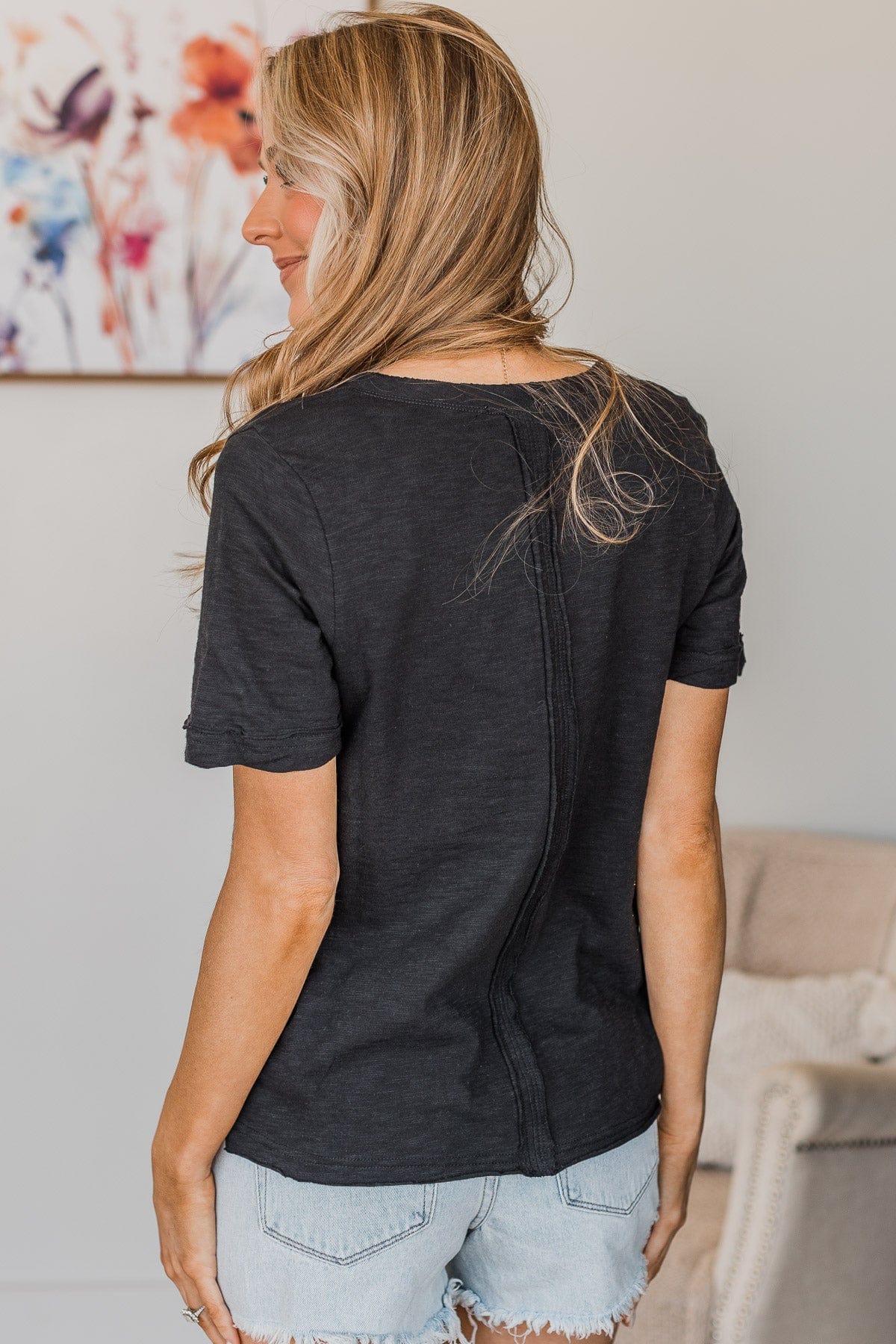 Perfect Together Notched Top- Black - Image 7