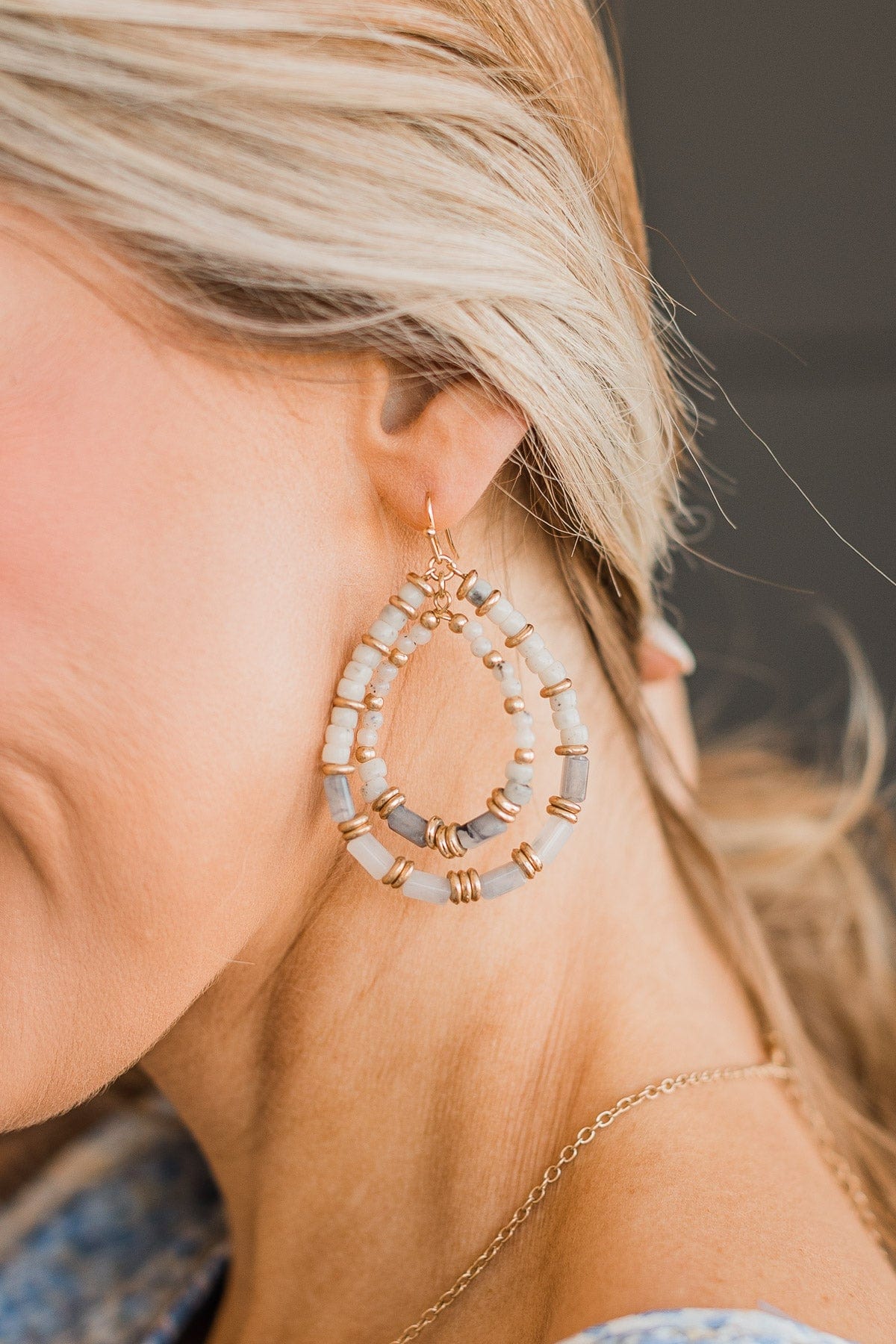 Perfectly Charming Teardrop Earrings- Grey - Image 2