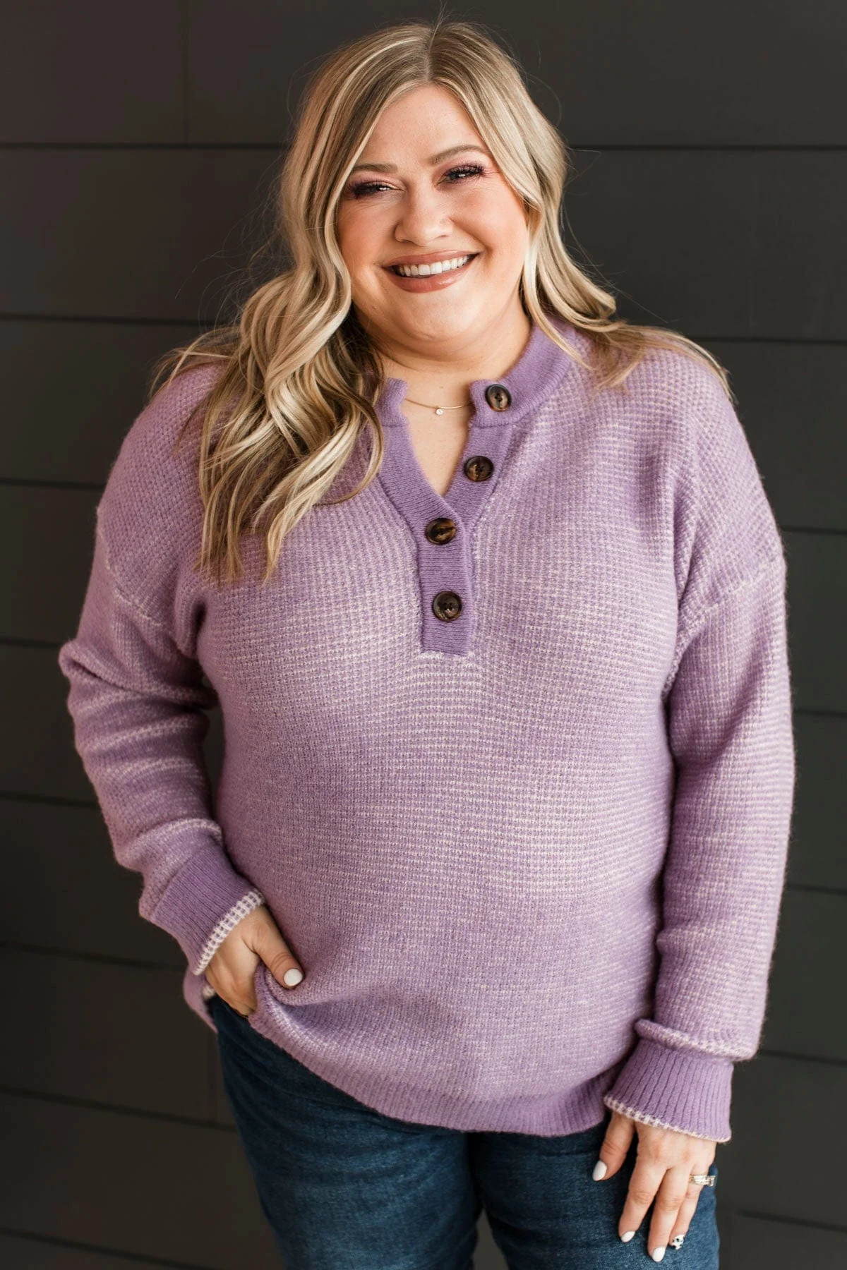 Perfectly Matched Knit Sweater- Dusty Plum - Image 3