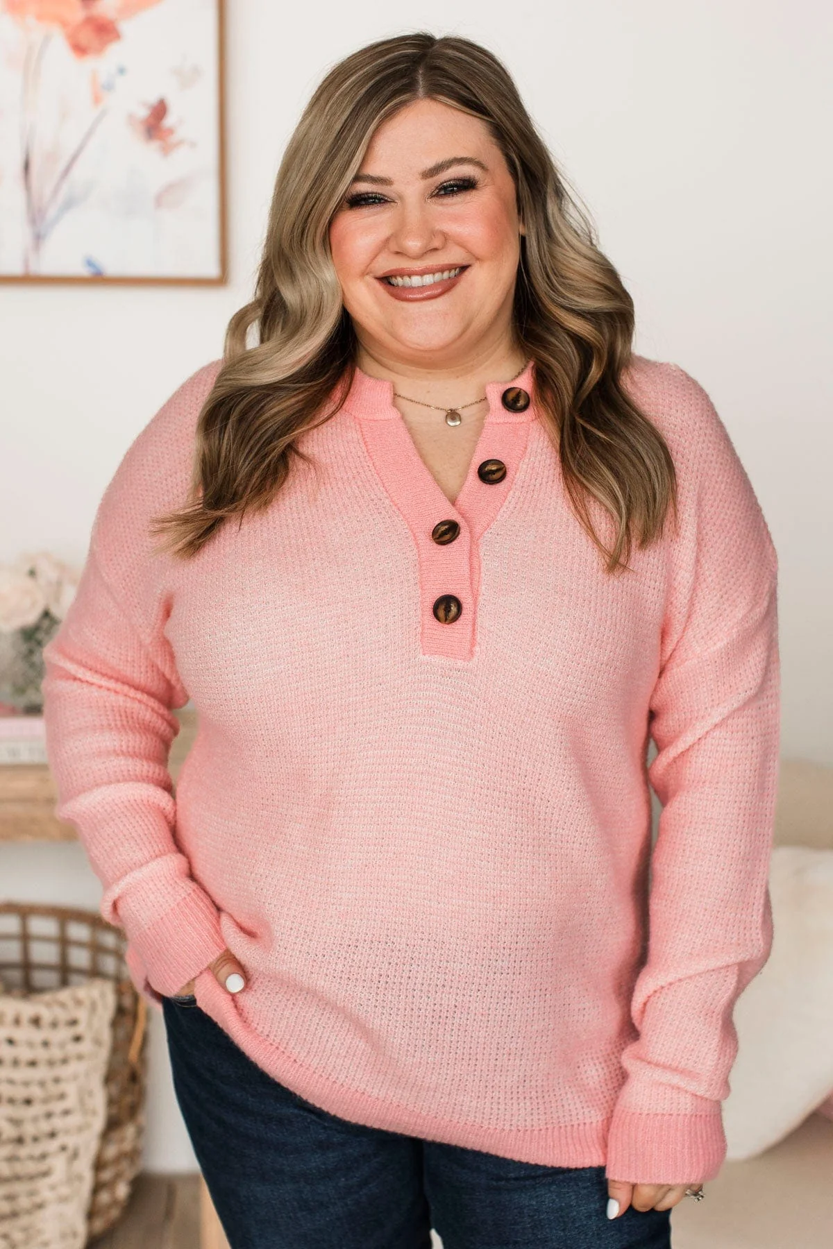 Perfectly Matched Knit Sweater- Pink - Image 2
