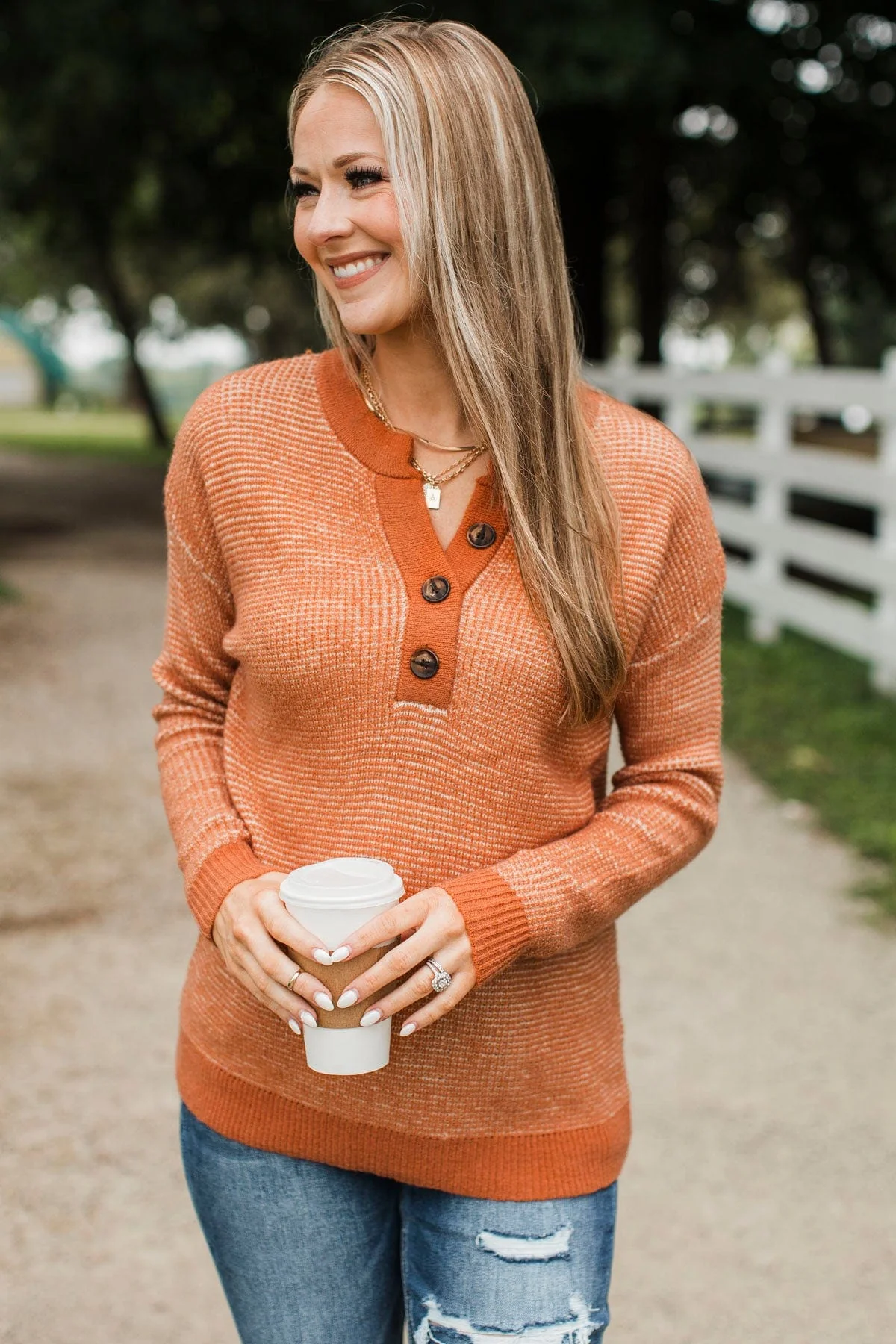 Perfectly Matched Knit Sweater- Pumpkin - Image 3