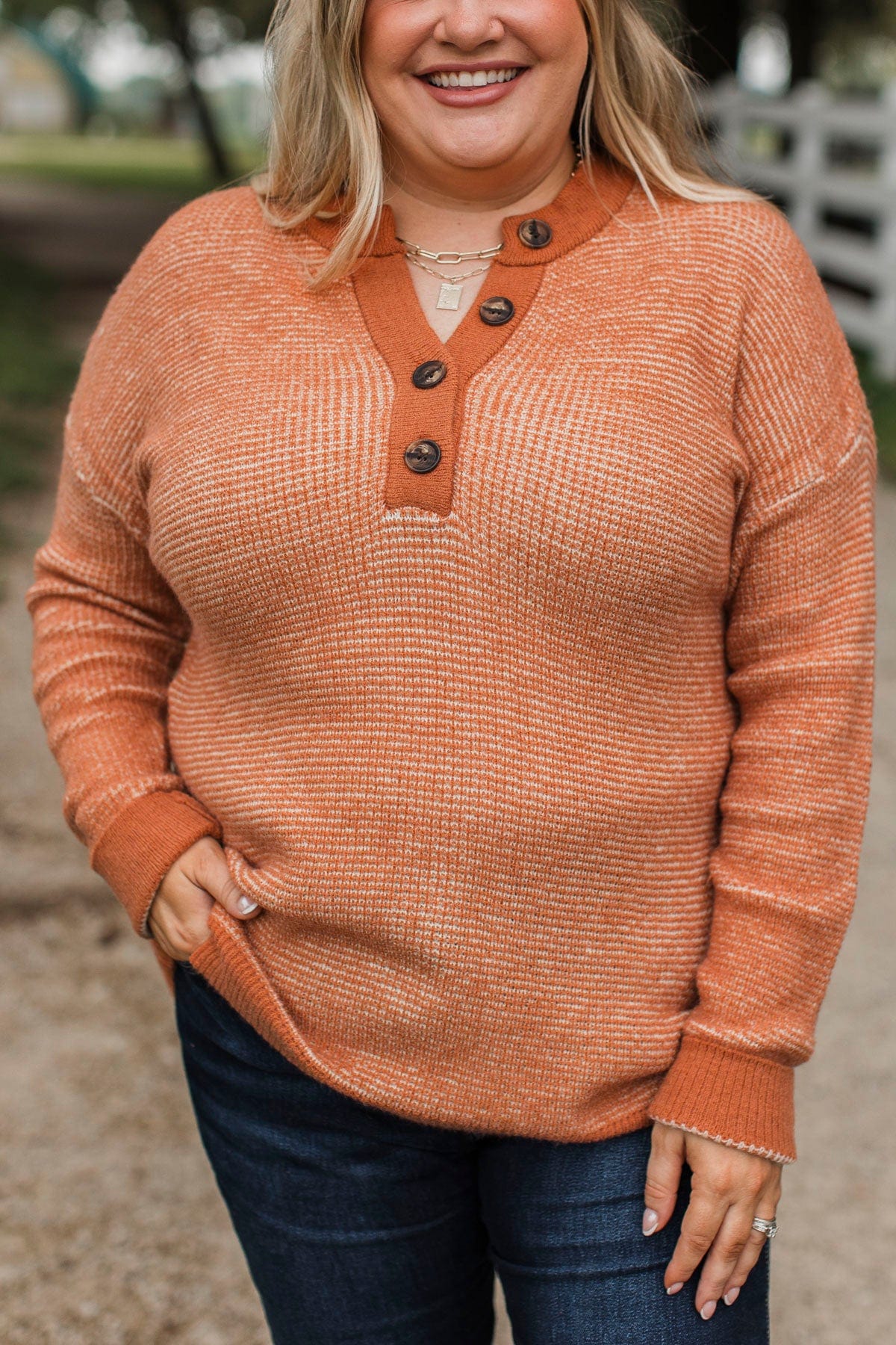 Perfectly Matched Knit Sweater- Pumpkin - Image 4
