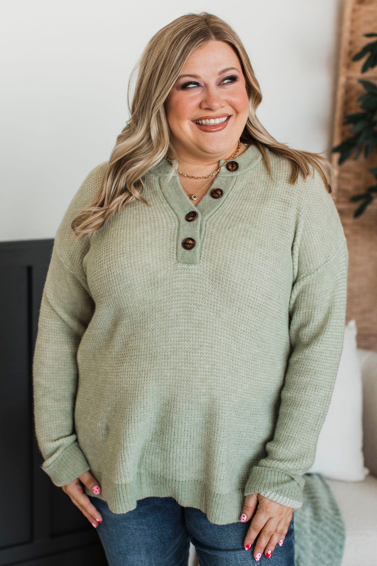 Perfectly Matched Knit Sweater- Sage - Image 3