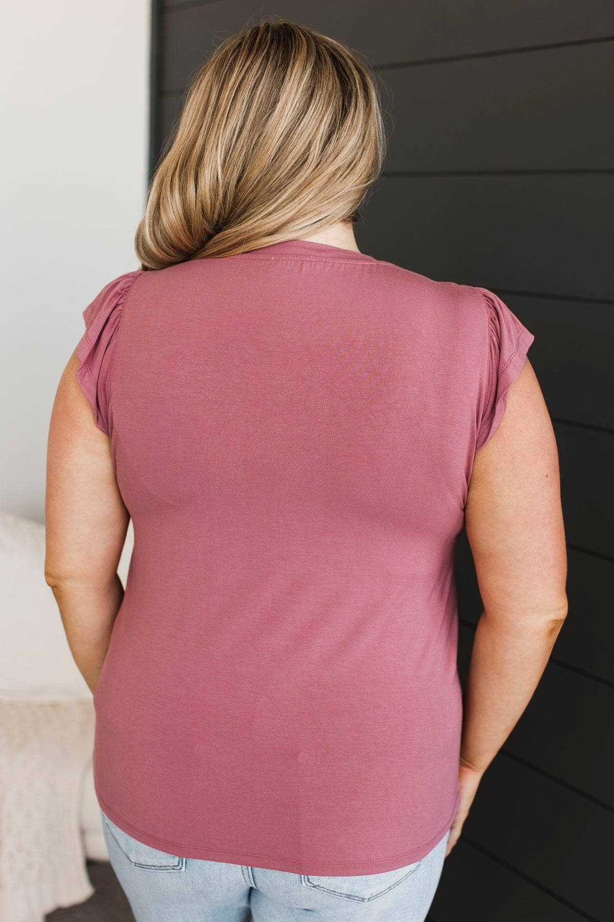 Perfectly Mine Ruffle Sleeve Top- Marsala - Image 7