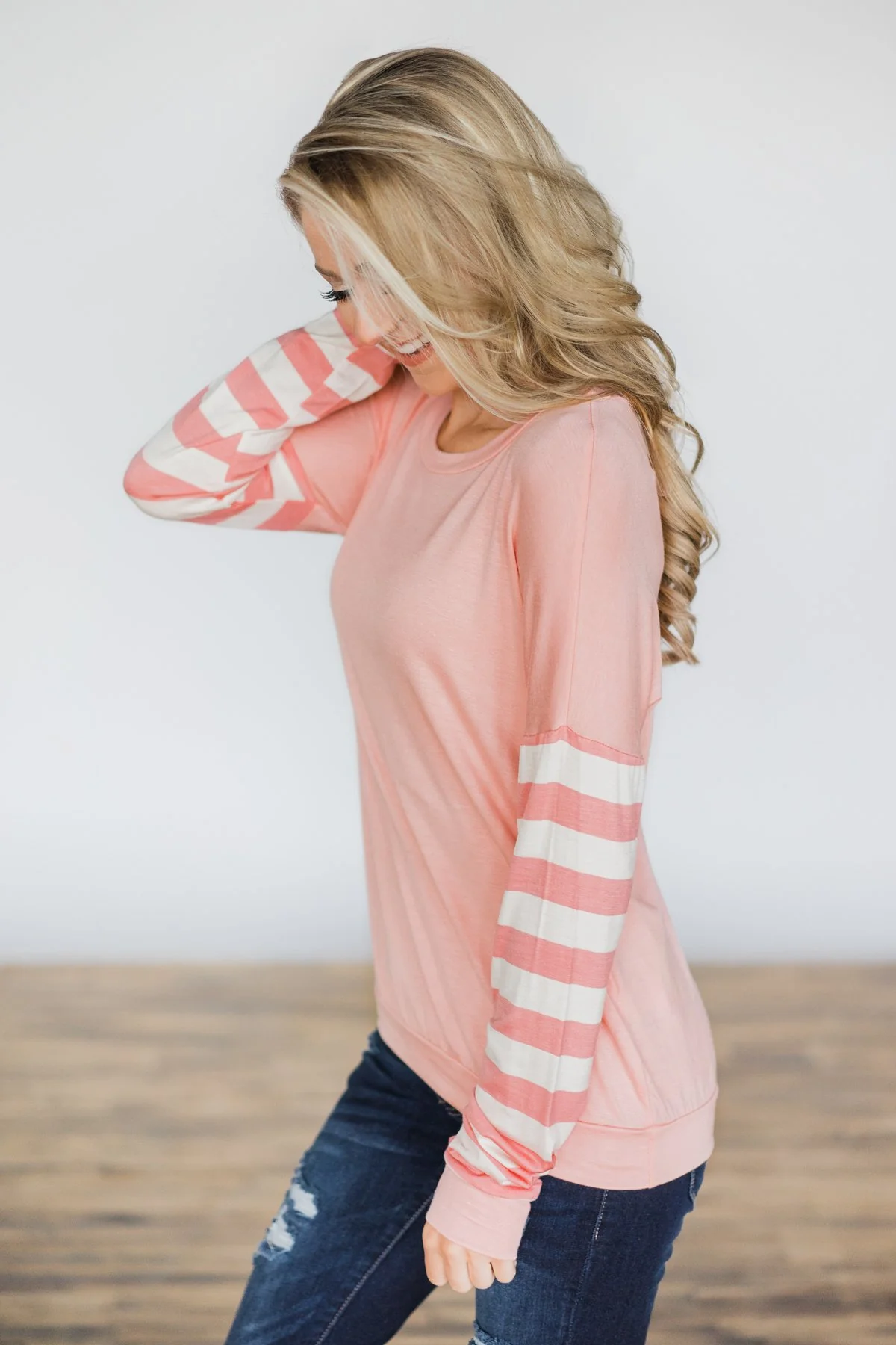 Perfectly Pink Striped Sleeve Top - Image 6