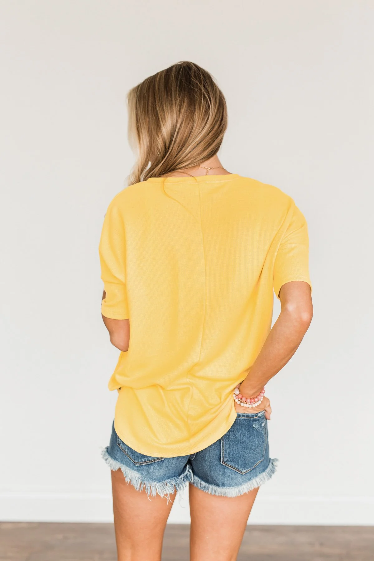 Perfectly Pretty Thermal Knit Top- Yellow - Image 6
