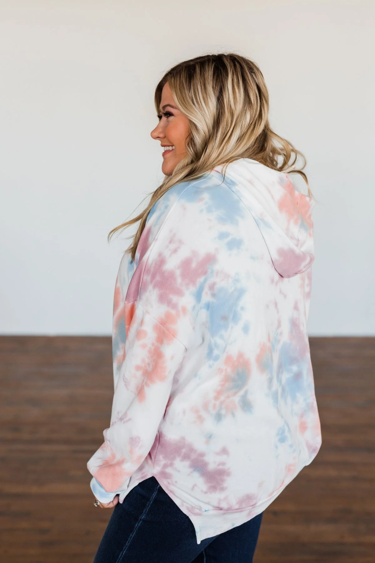 Personal Paradise Oversized Tie Dye Hoodie- Blue, Mauve, Orange - Image 8