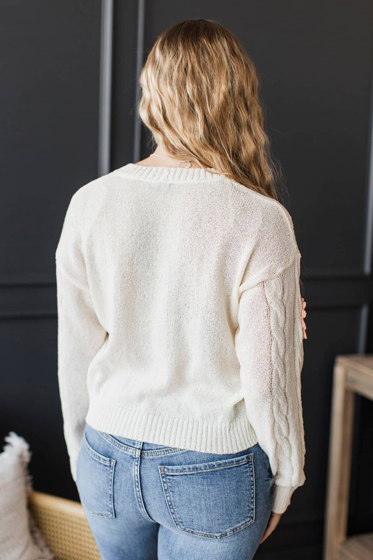 Petaled Perfection Floral Button Cardigan- Ivory - Image 7
