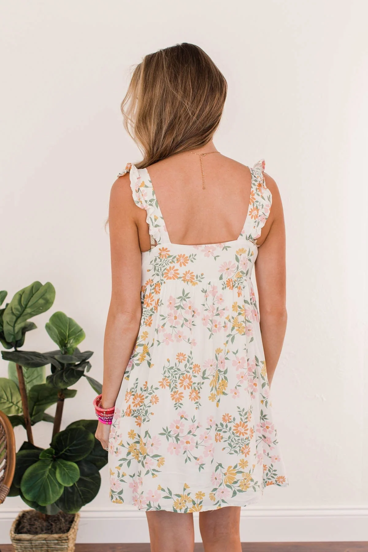 Petals In My Hair Floral Dress- Ivory - Image 10