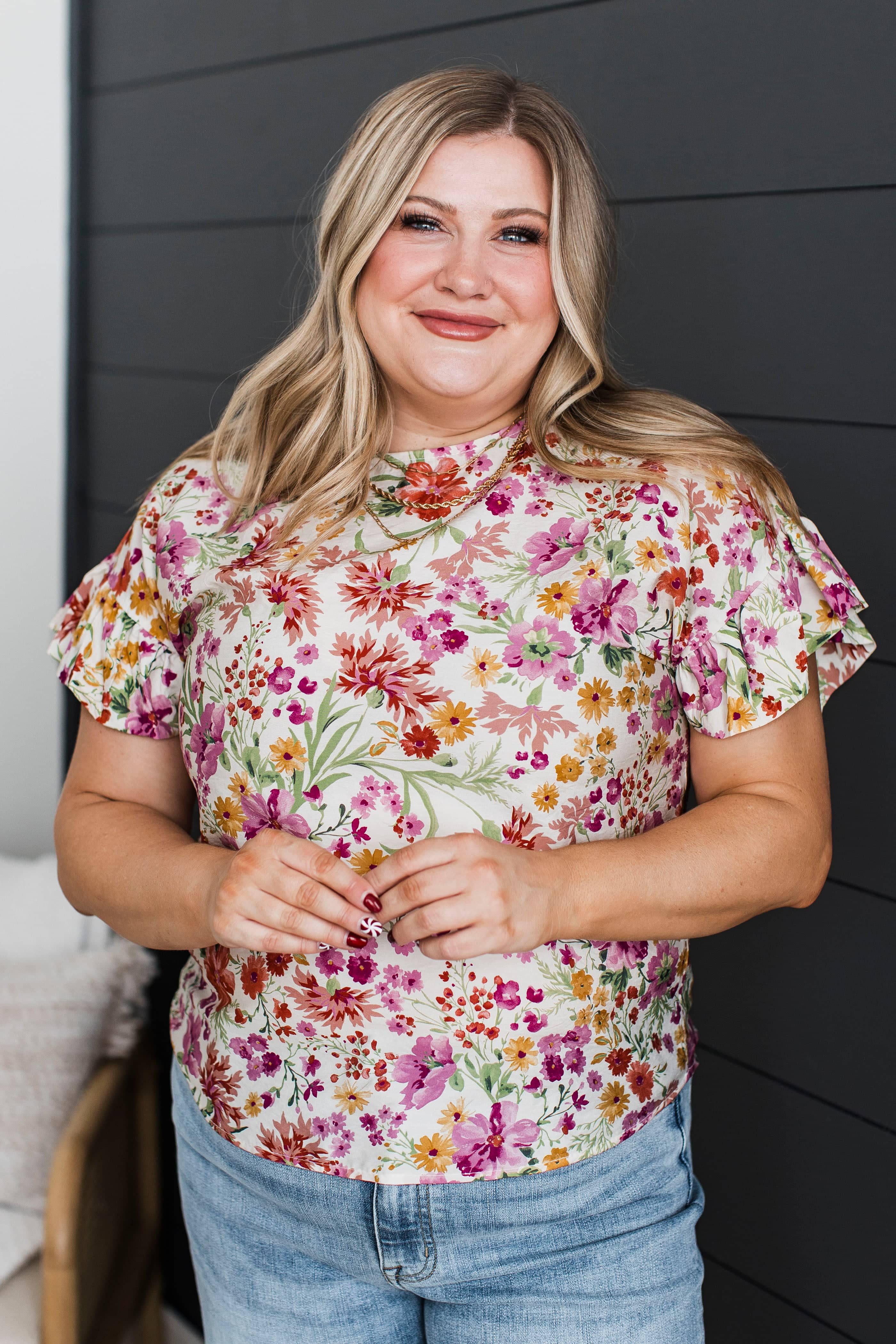 Phenomenal Feelings Floral Top- Ivory & Mauve - Image 2