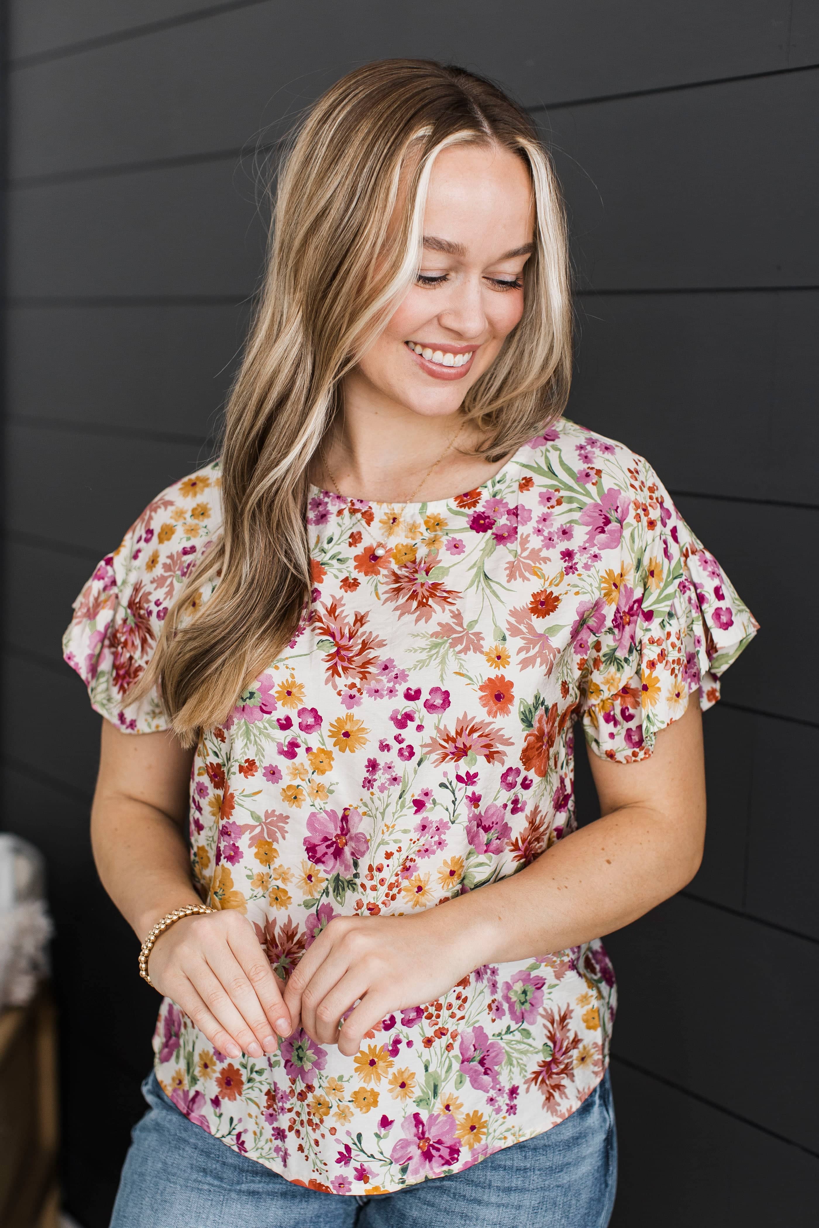 Phenomenal Feelings Floral Top- Ivory & Mauve - Image 3