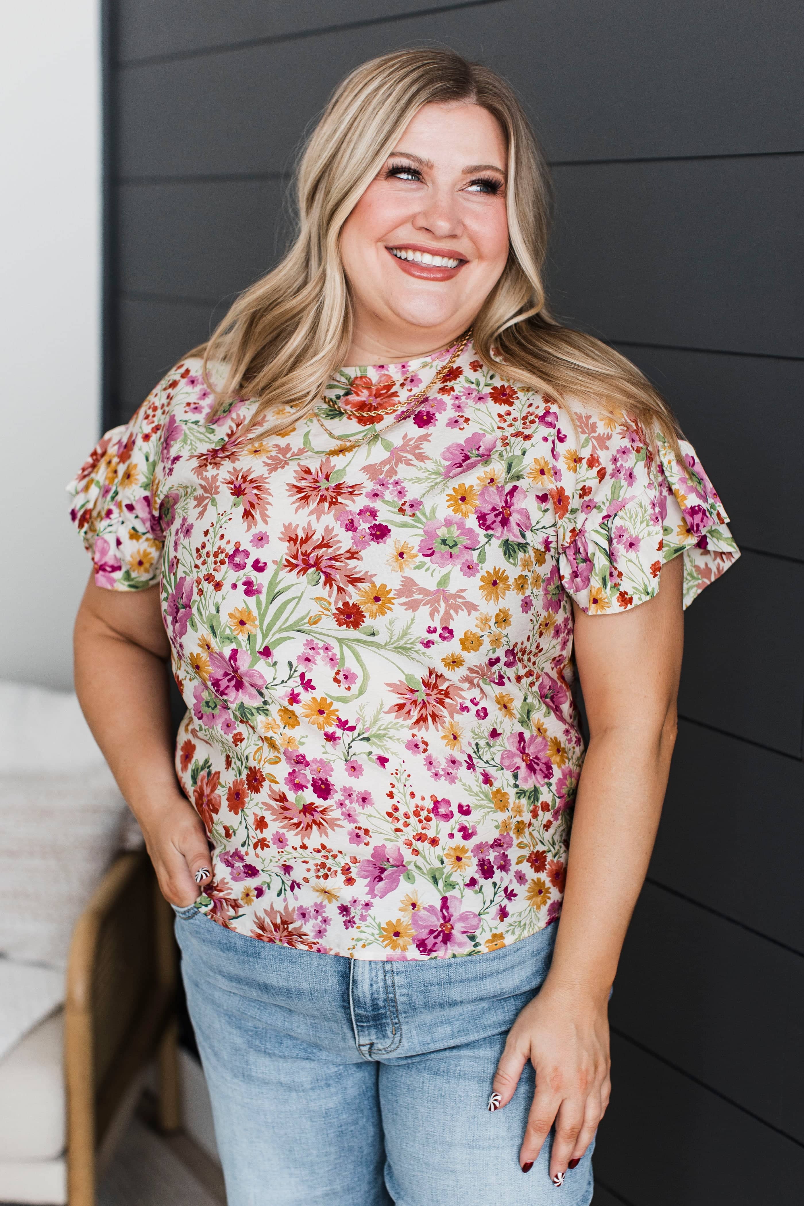 Phenomenal Feelings Floral Top- Ivory & Mauve - Image 4