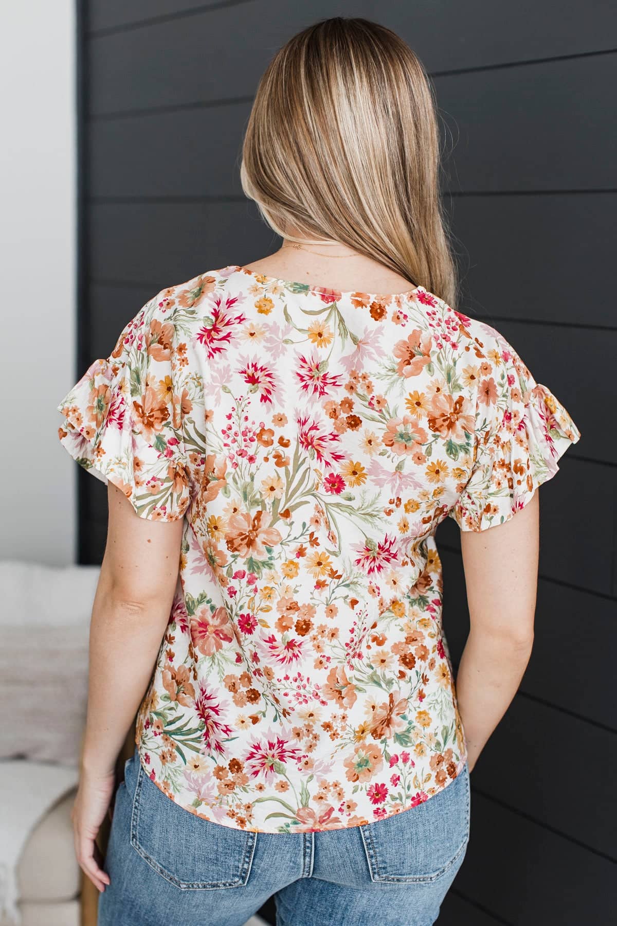 Phenomenal Feelings Floral Top- Ivory & Peach - Image 8