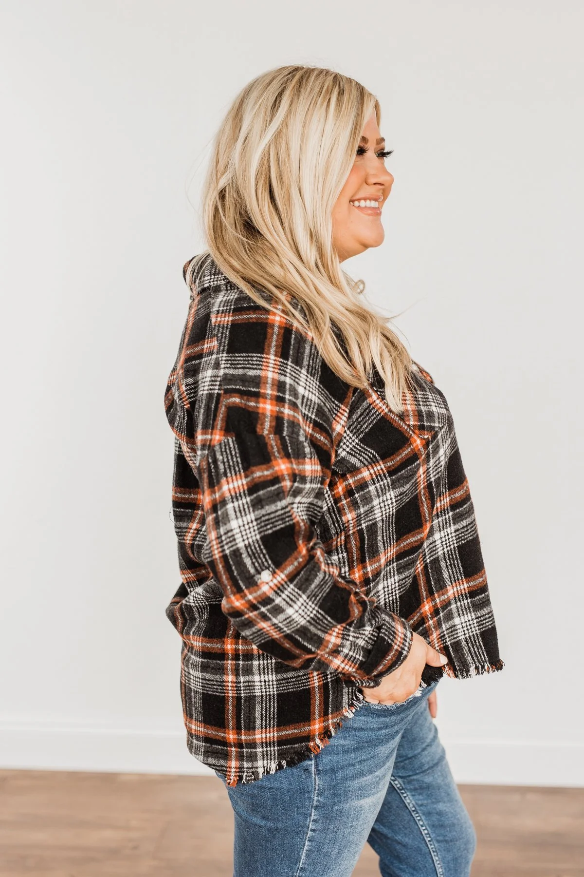 Pick Of The Patch Frayed Flannel- Black & Rust - Image 12