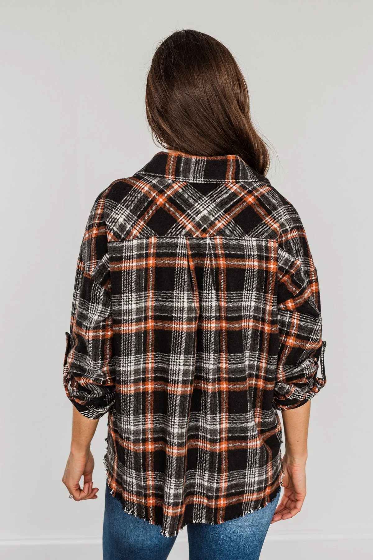 Pick Of The Patch Frayed Flannel- Black & Rust - Image 14