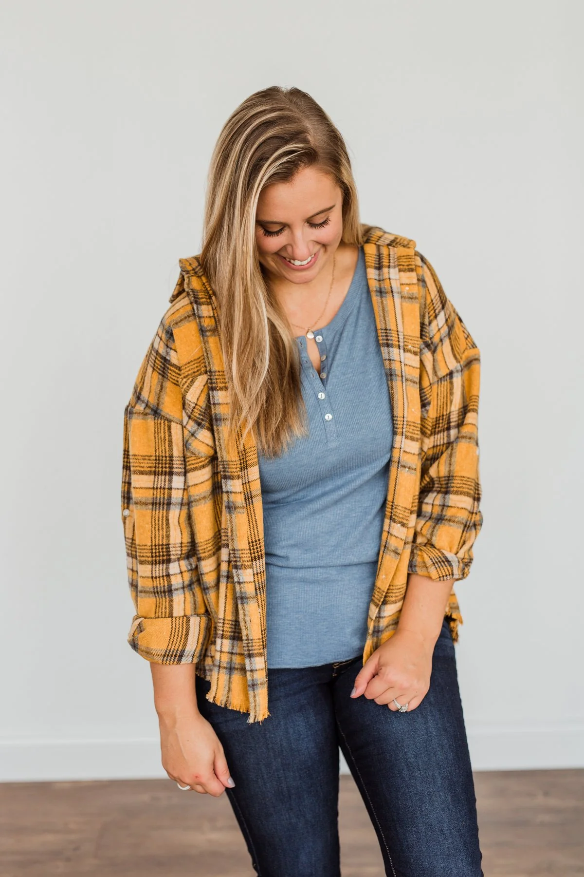 Pick Of The Patch Frayed Flannel- Mustard - Image 6