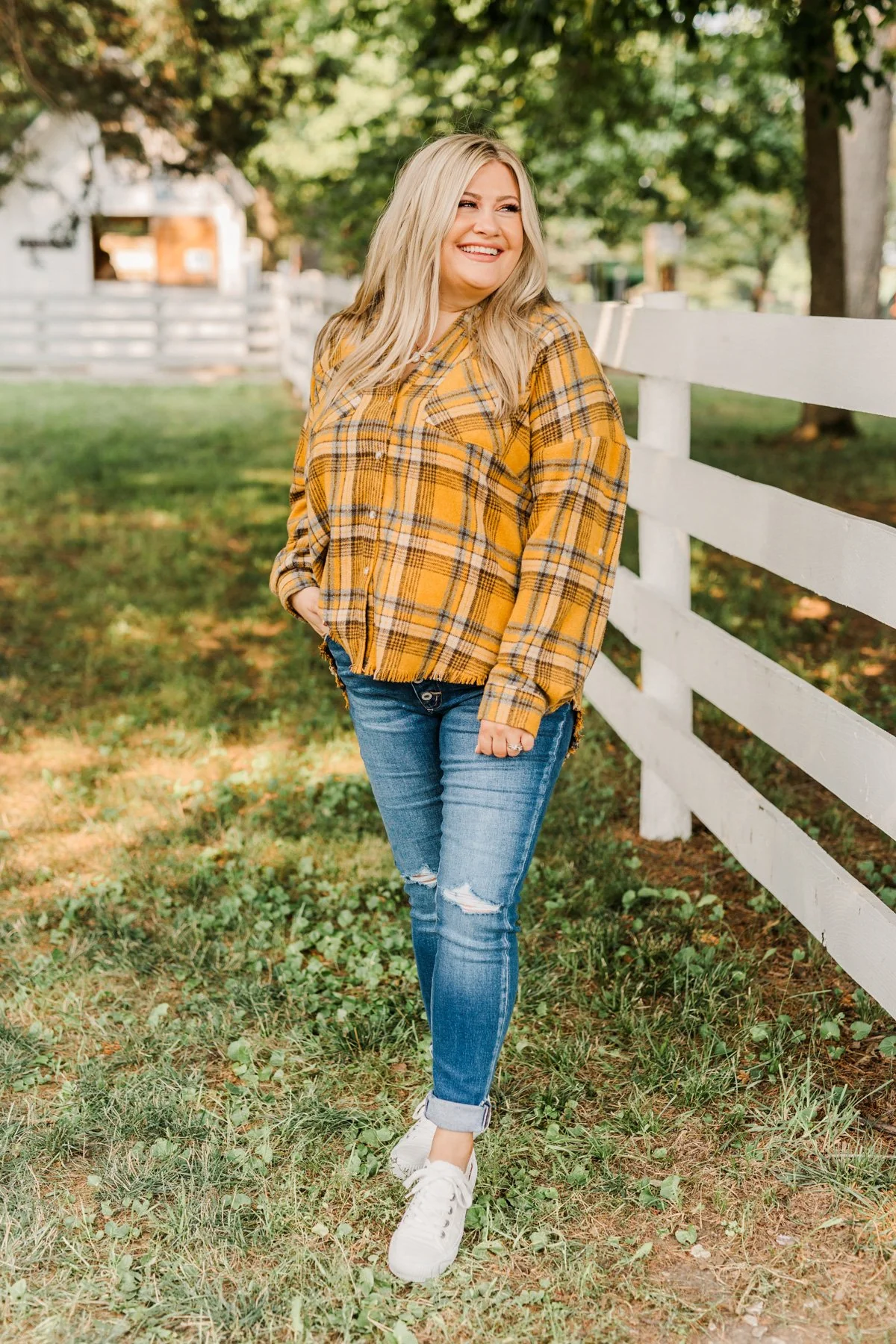 Pick Of The Patch Frayed Flannel- Mustard - Image 7