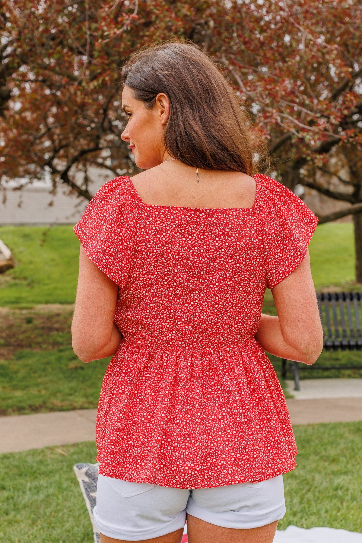 Picking Pansies Babydoll Floral Top- Red - Image 8