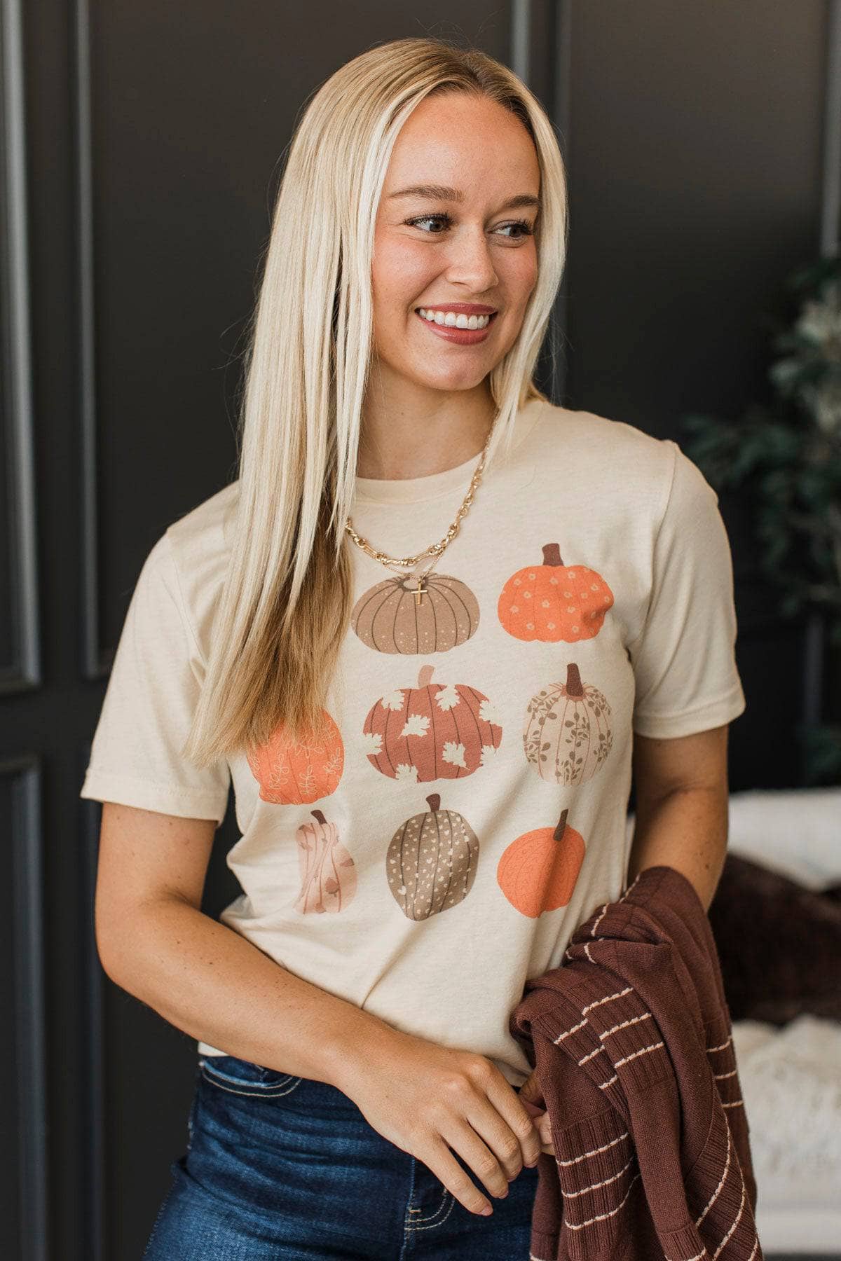 Picking Pumpkins Graphic Tee- Cream - Image 2