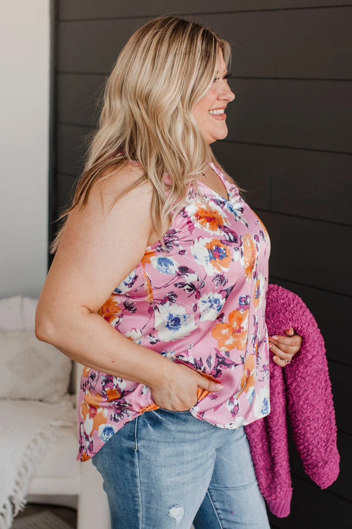 Picnic Date Floral Tank Top- Pink - Image 5