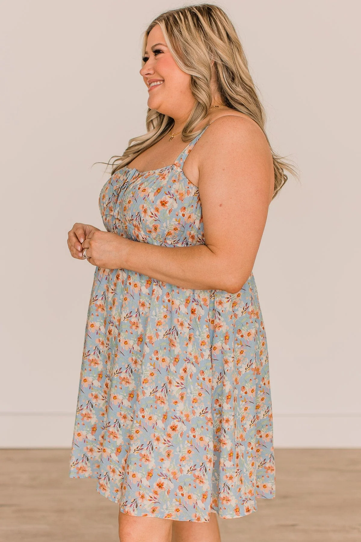Picnic In The Park Floral Dress- Sky Blue - Image 5