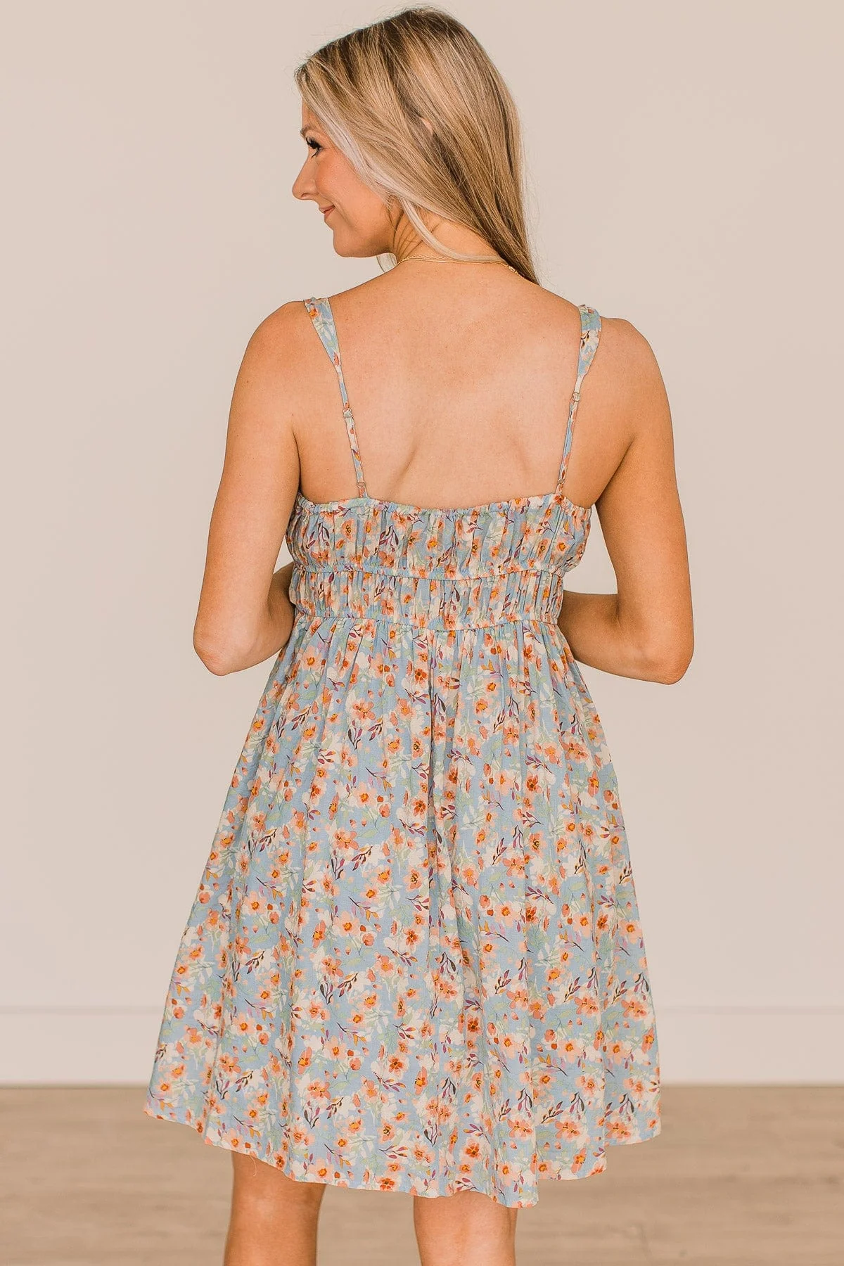 Picnic In The Park Floral Dress- Sky Blue - Image 7