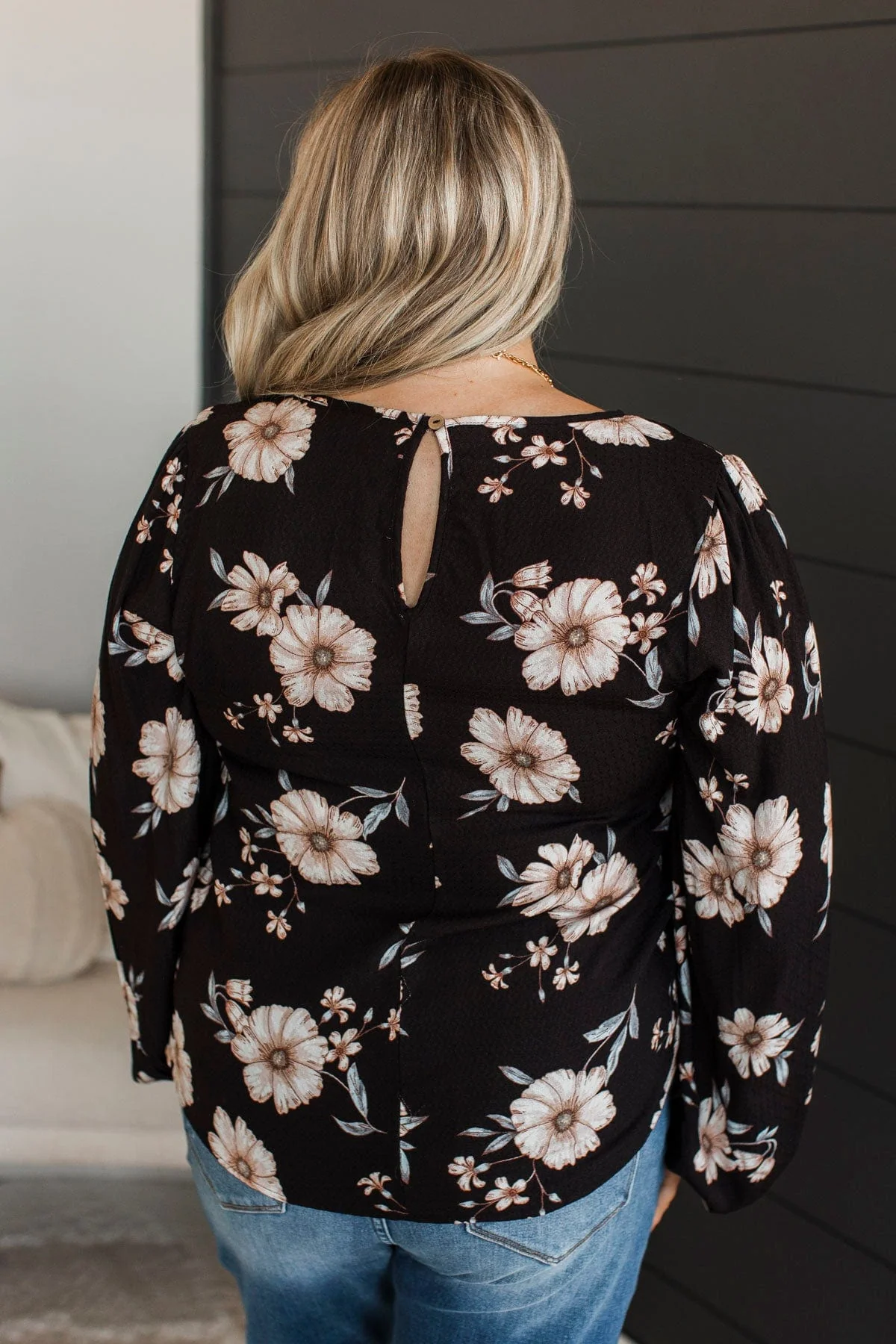 Picture Perfect Days Floral Blouse- Black - Image 7