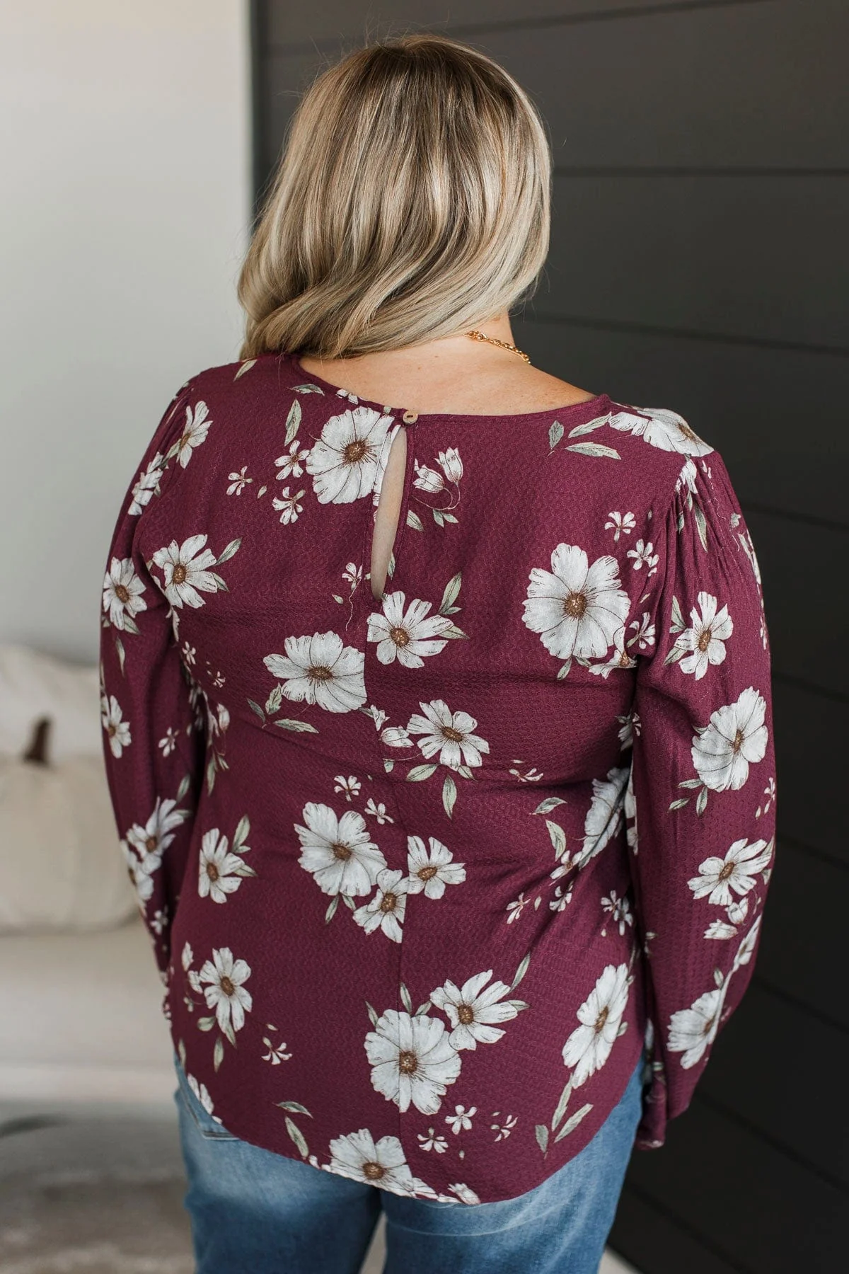 Picture Perfect Days Floral Blouse- Burgundy - Image 8