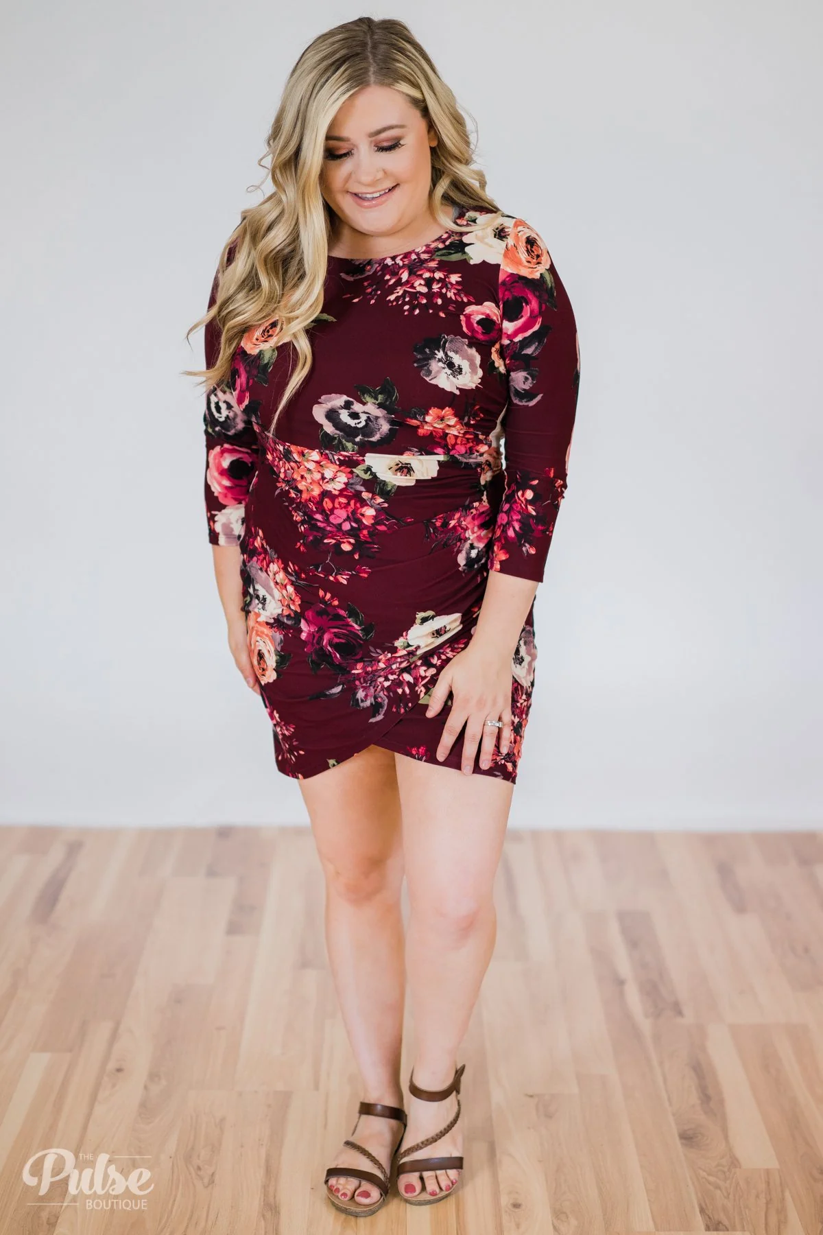 Picture Perfect Moment Dress- Burgundy - Image 4